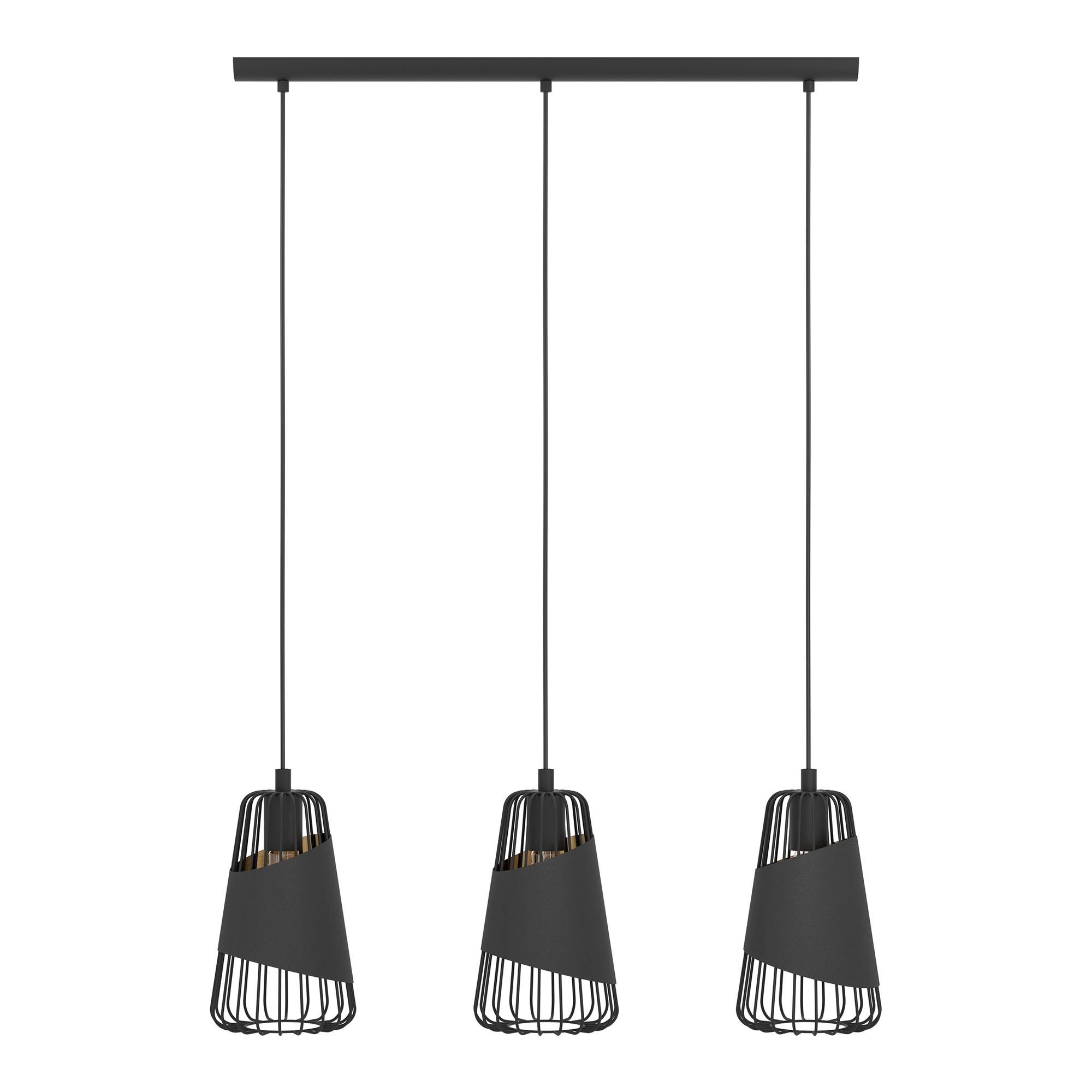 Suspension en métal noir AUSTELL E27 3X60W