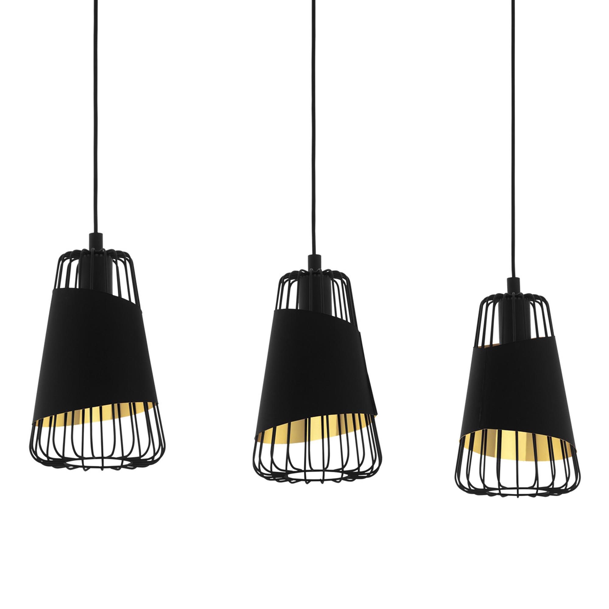 Suspension en métal noir AUSTELL E27 3X60W