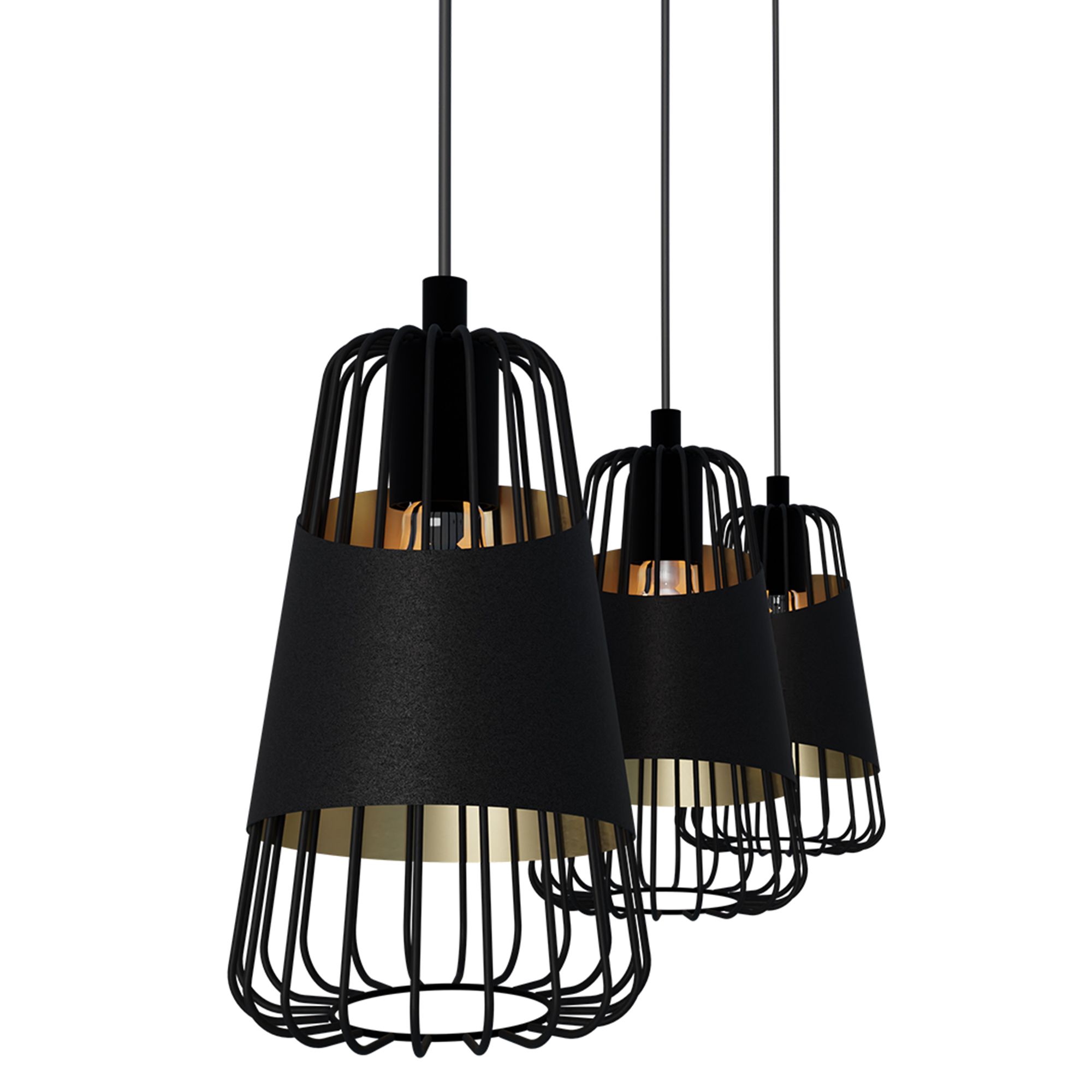 Suspension en métal noir AUSTELL E27 3X60W