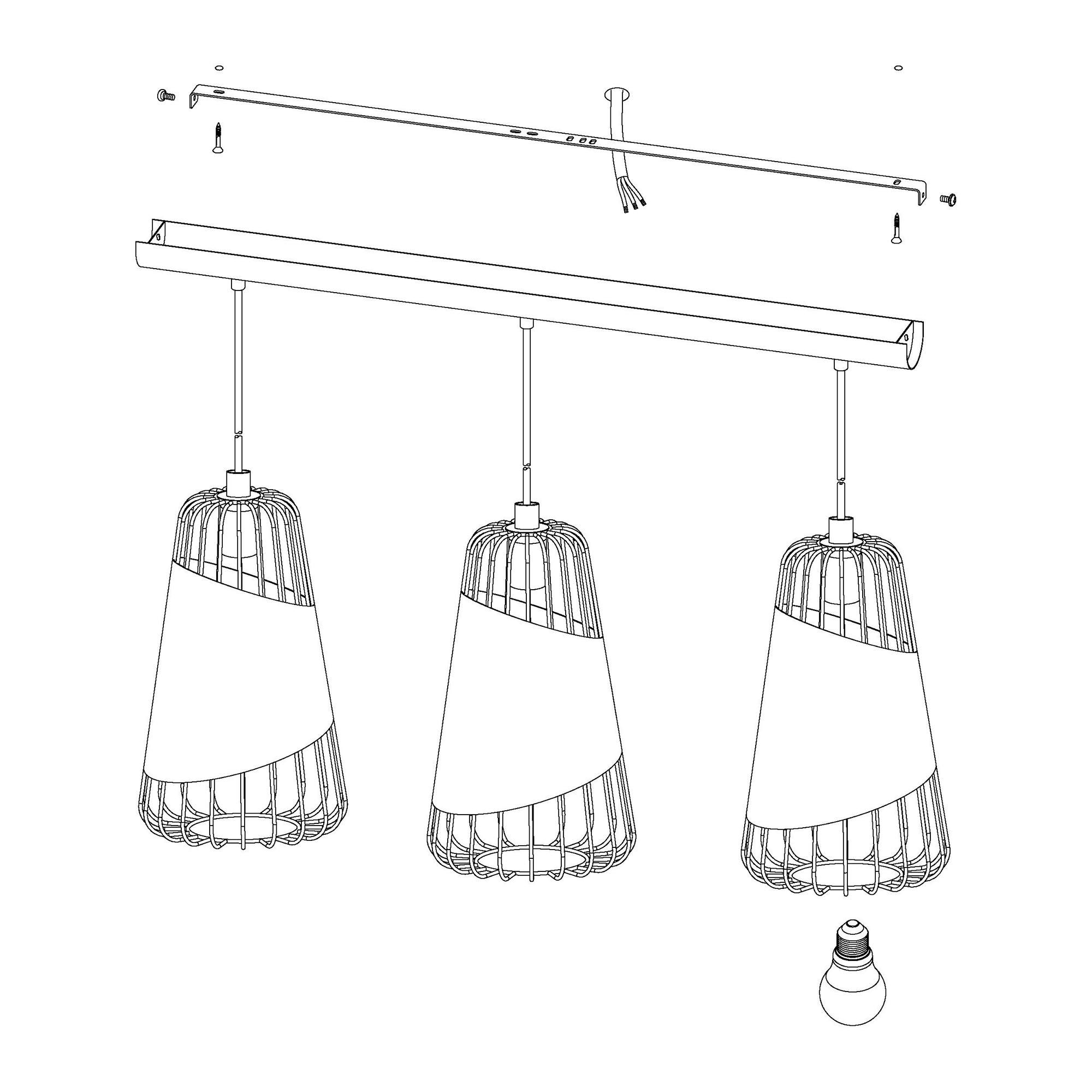 Suspension en métal noir AUSTELL E27 3X60W