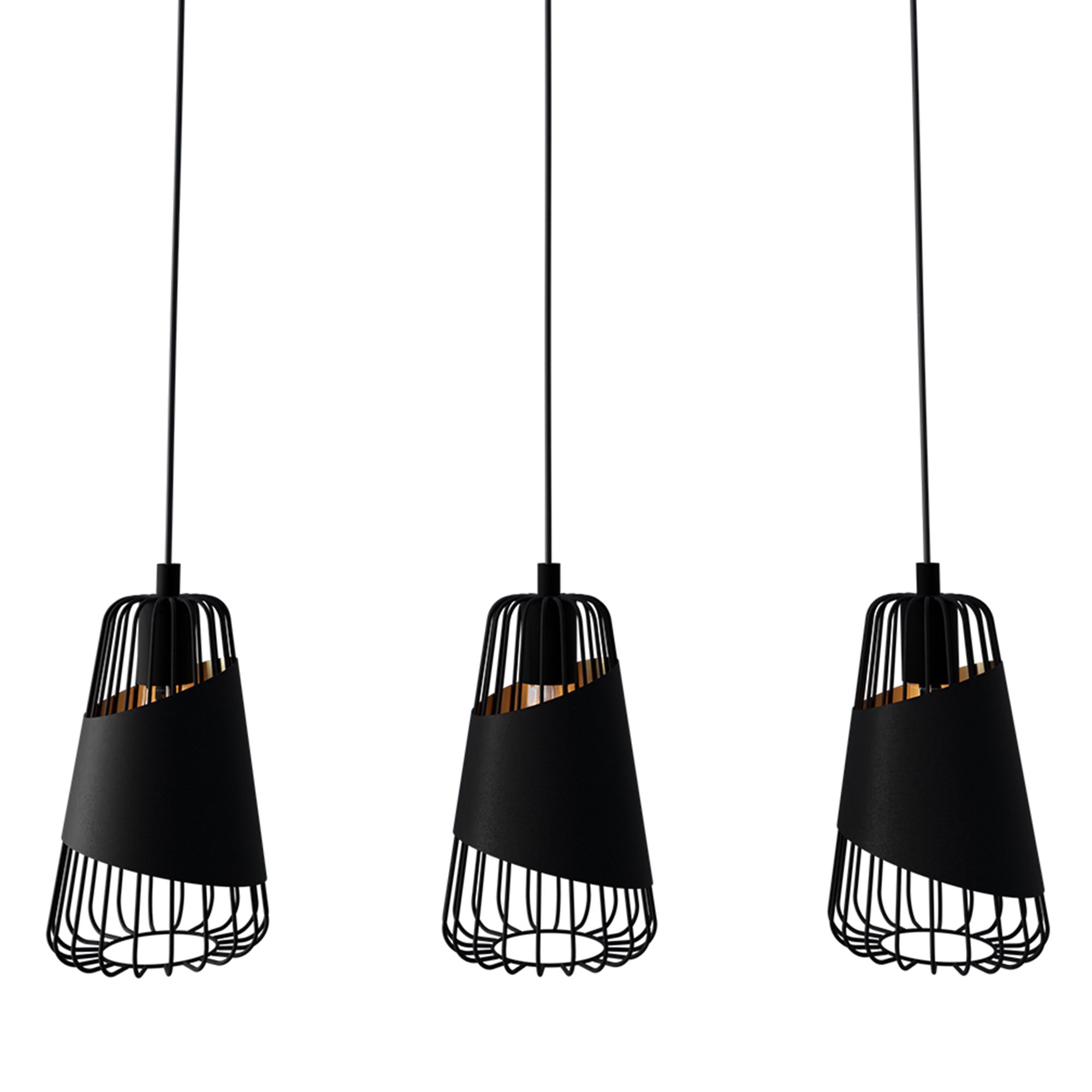 Suspension en métal noir AUSTELL E27 3X60W