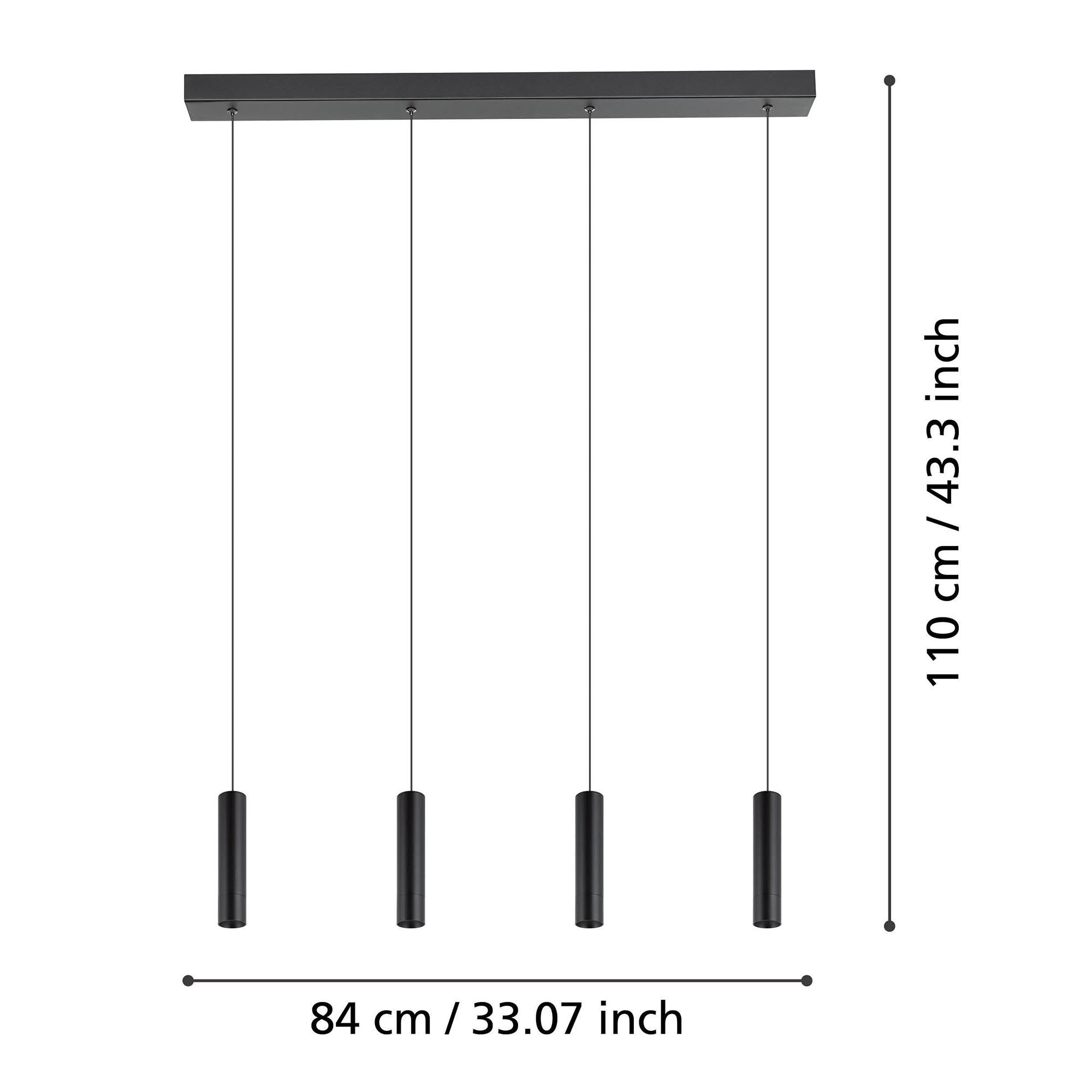 Suspension métal noir ALMUDAINA LED INT 4X5,4W