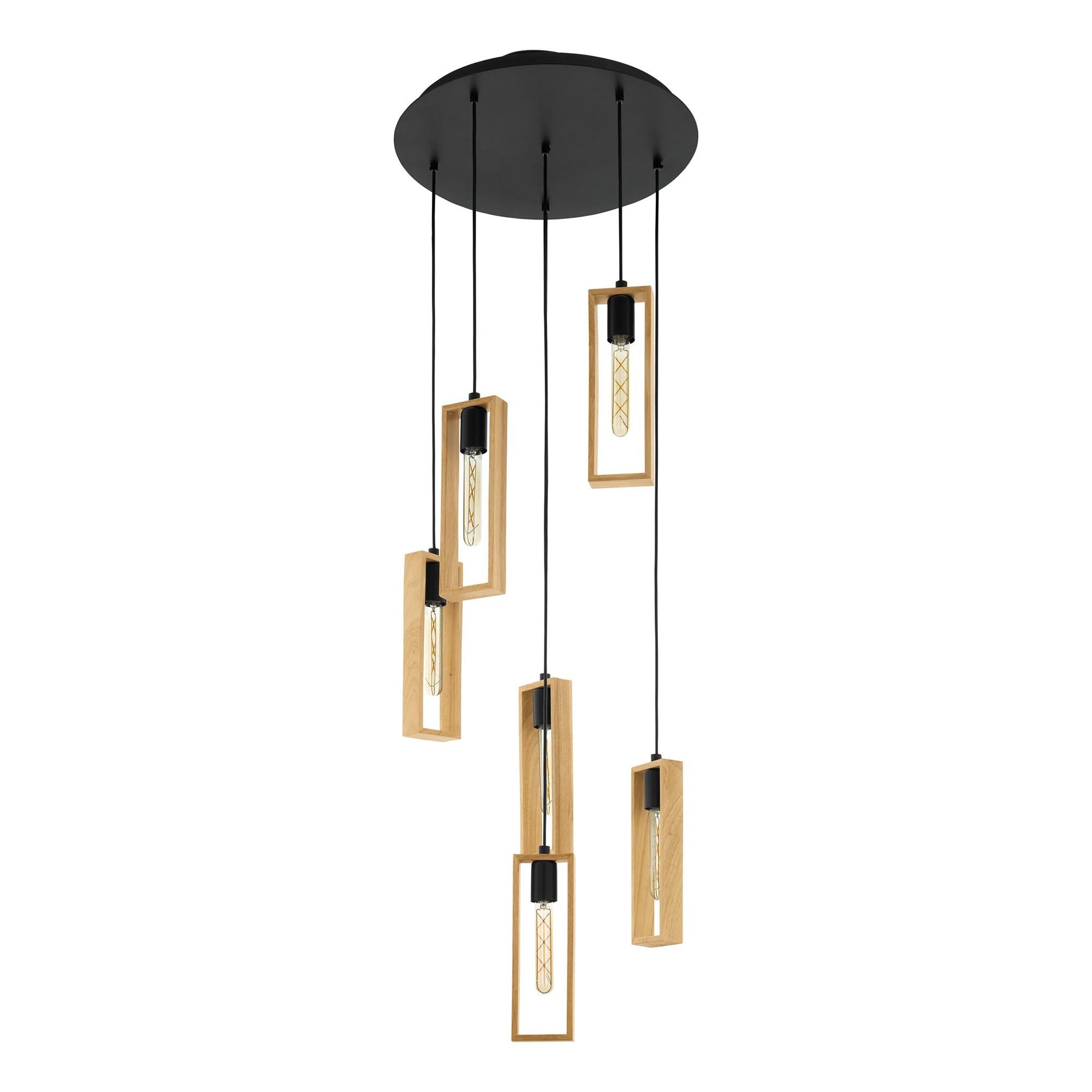 Suspension LITTLETON noir/bois Ø50cm