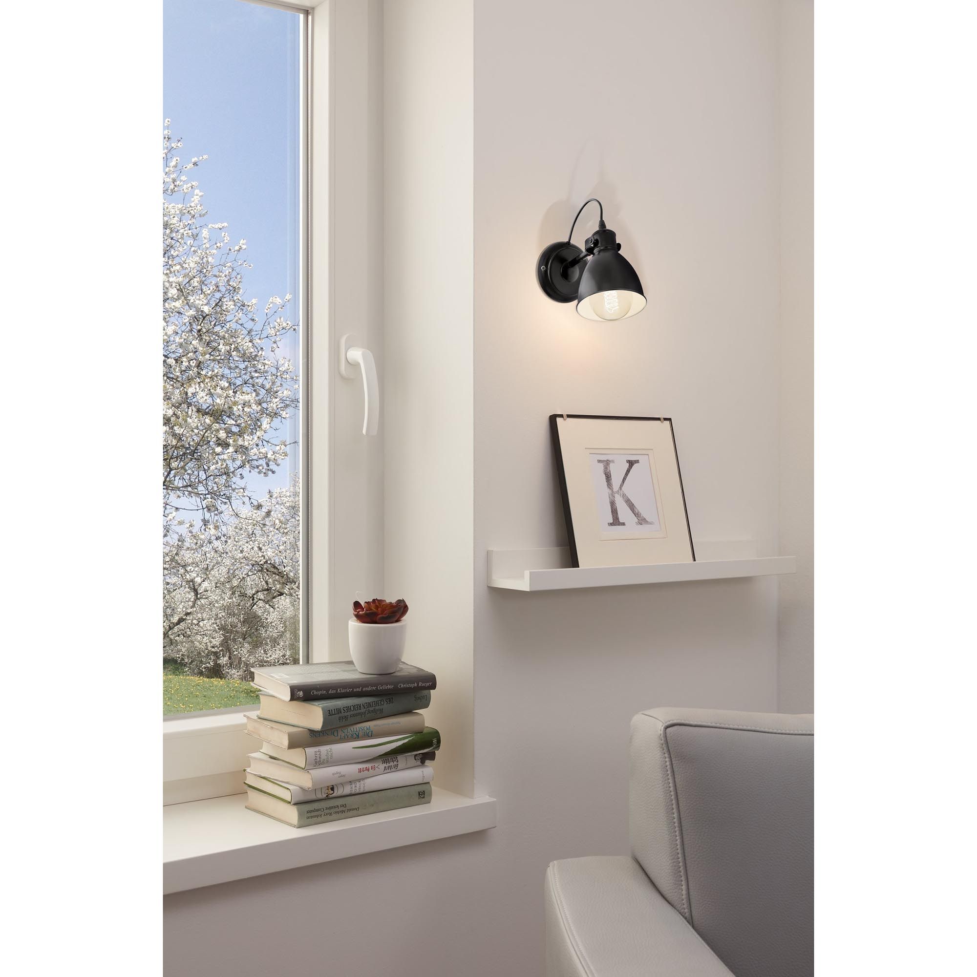 Applique murale en métal noir PRIDDY E27 40W