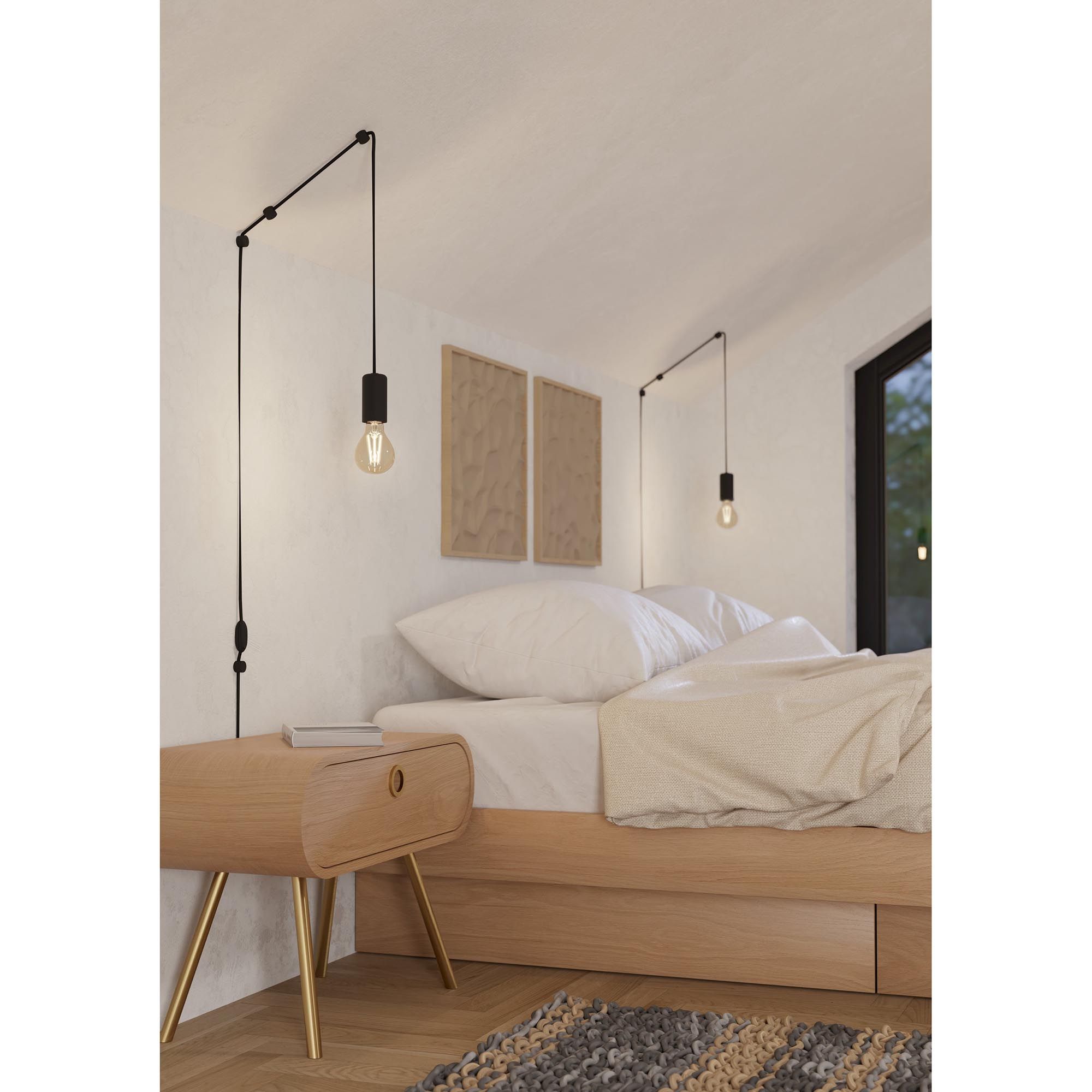 Applique tête de lit en métal noir PINETINA E27 40W