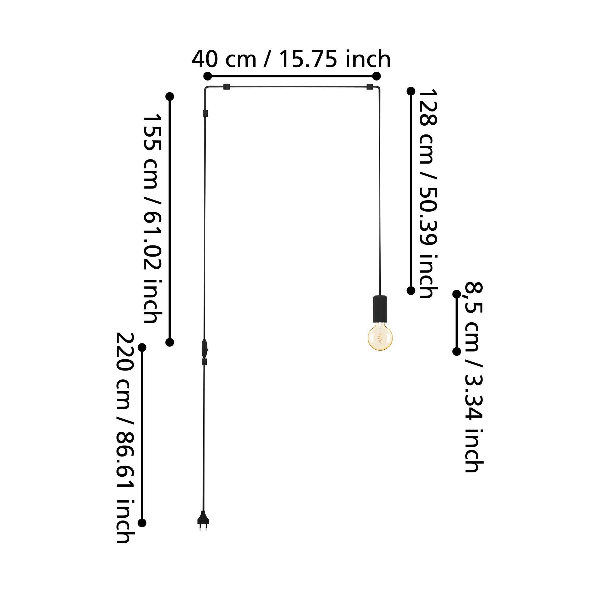 Applique tête de lit en métal noir PINETINA E27 40W