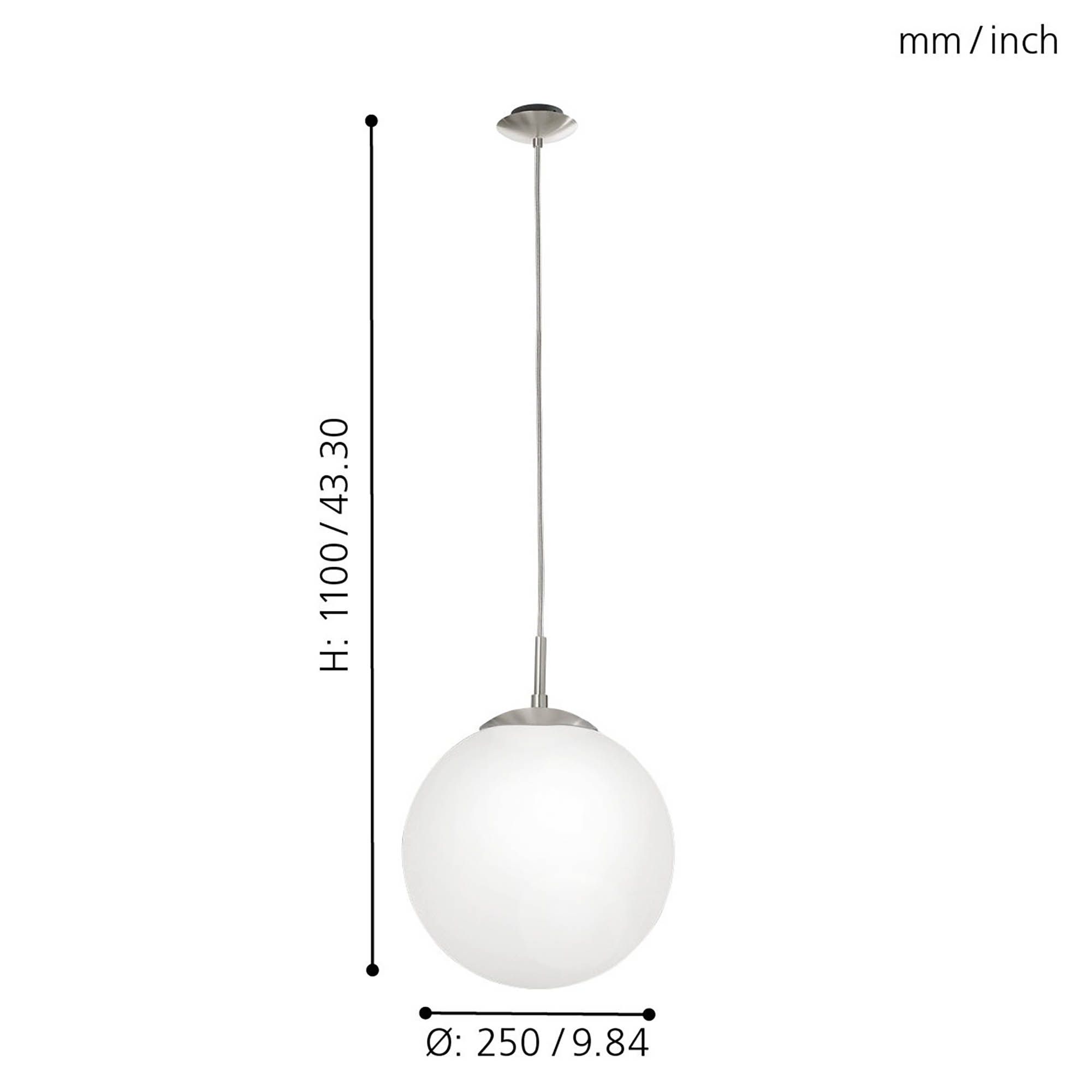 Suspension en verre opale RONDO D25 cm E27 60W