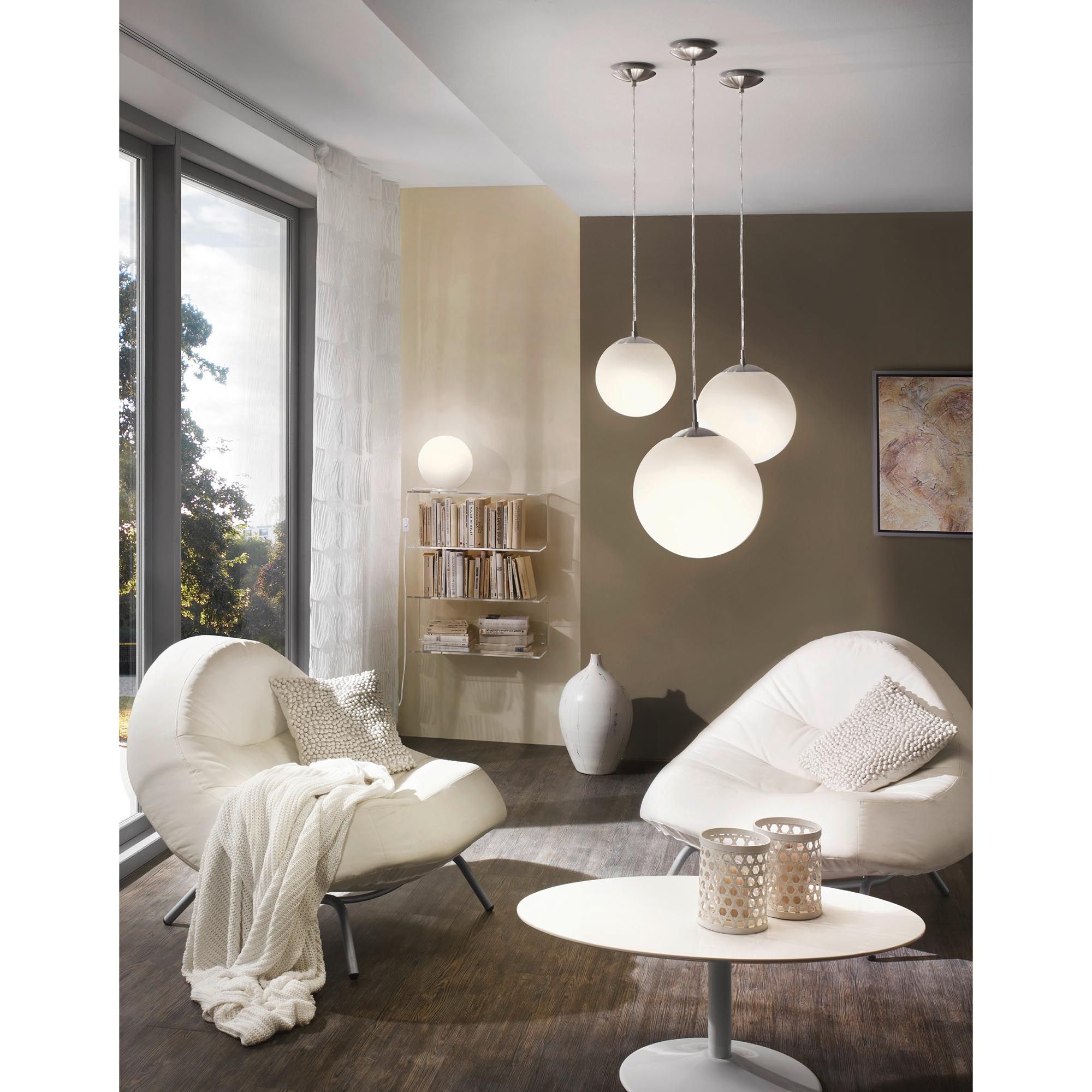 Suspension en verre opale RONDO D30 cm E27 60W