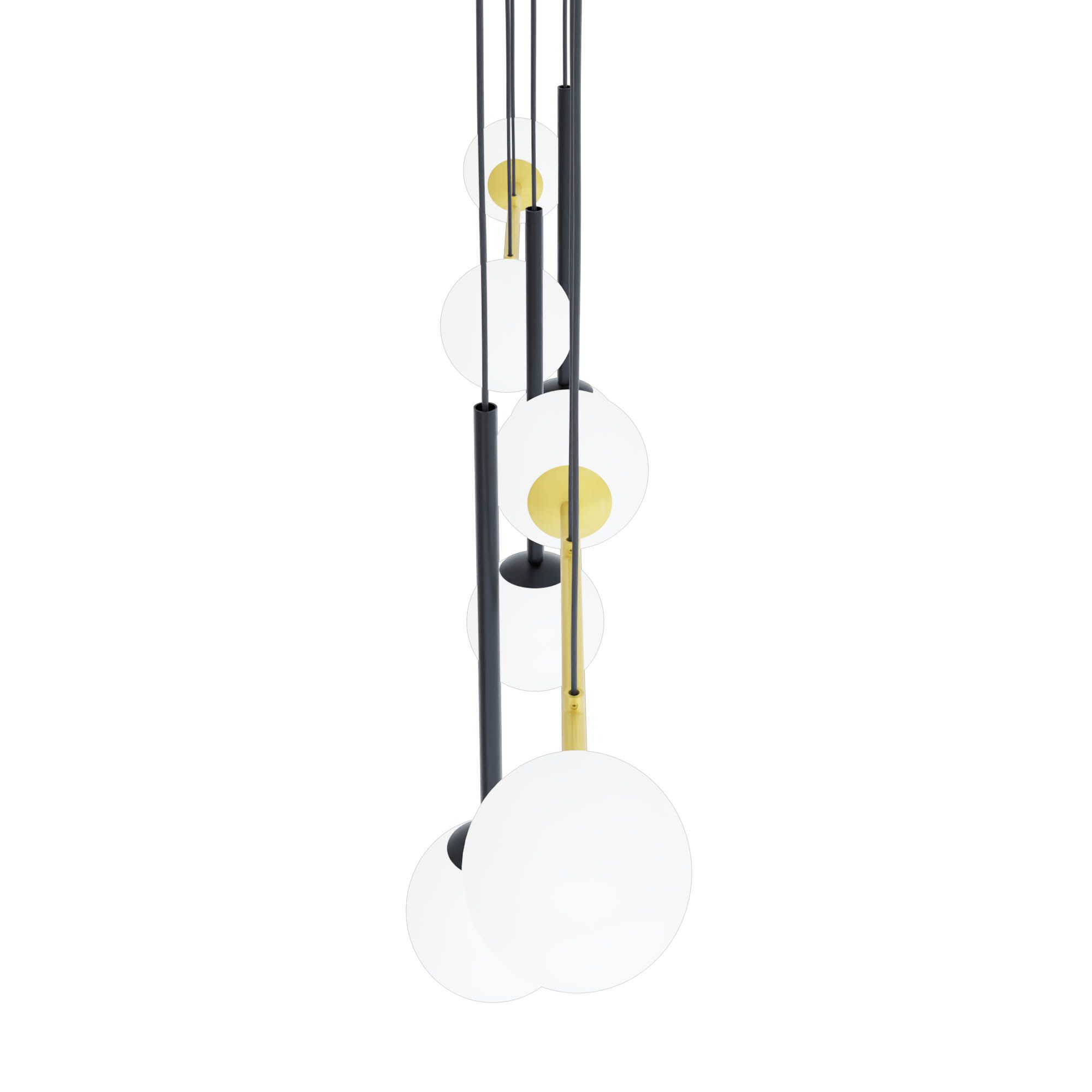 Suspension en métal noir PAZ E14 7X40W