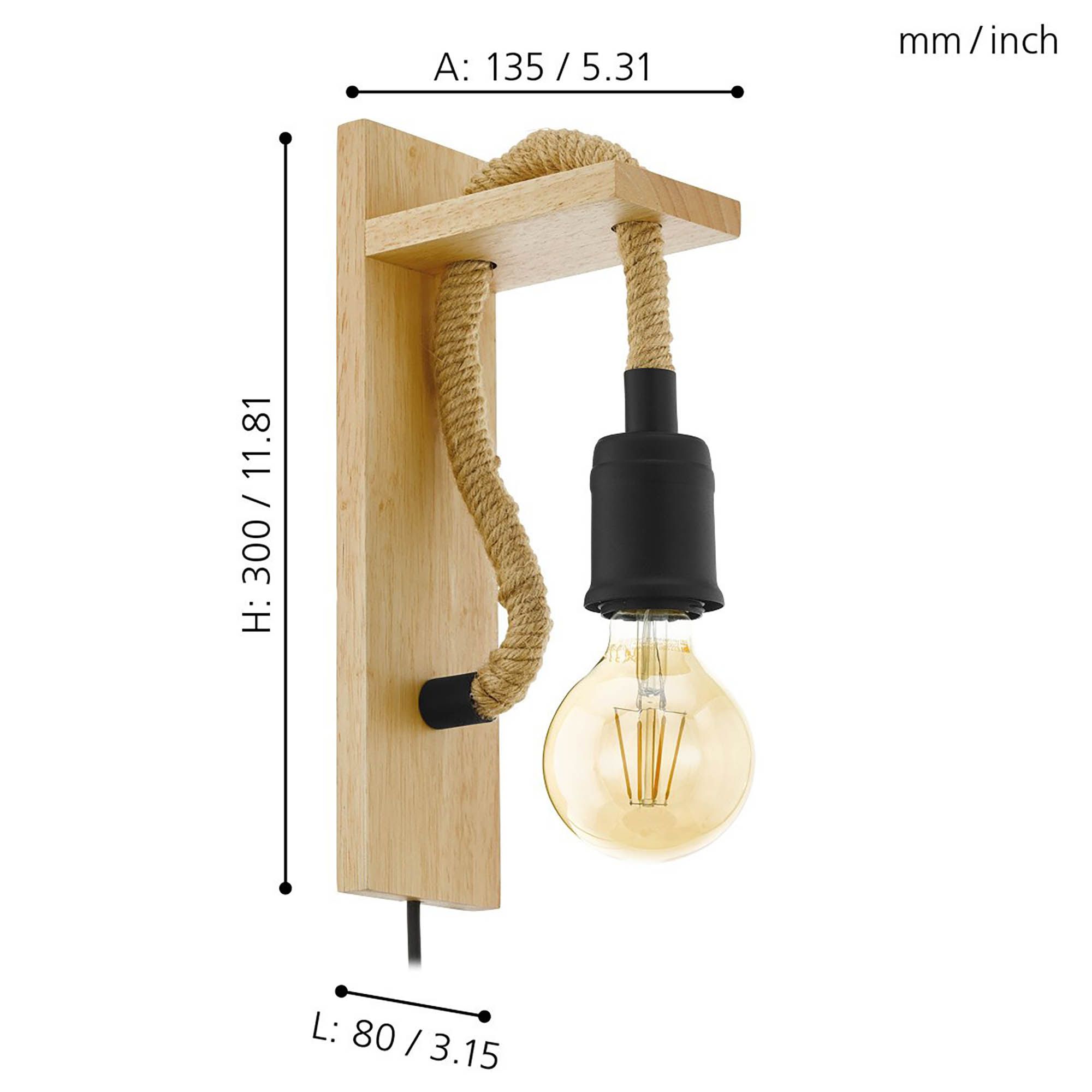 Applique murale bois bois RAMPSIDE E27 1X28W