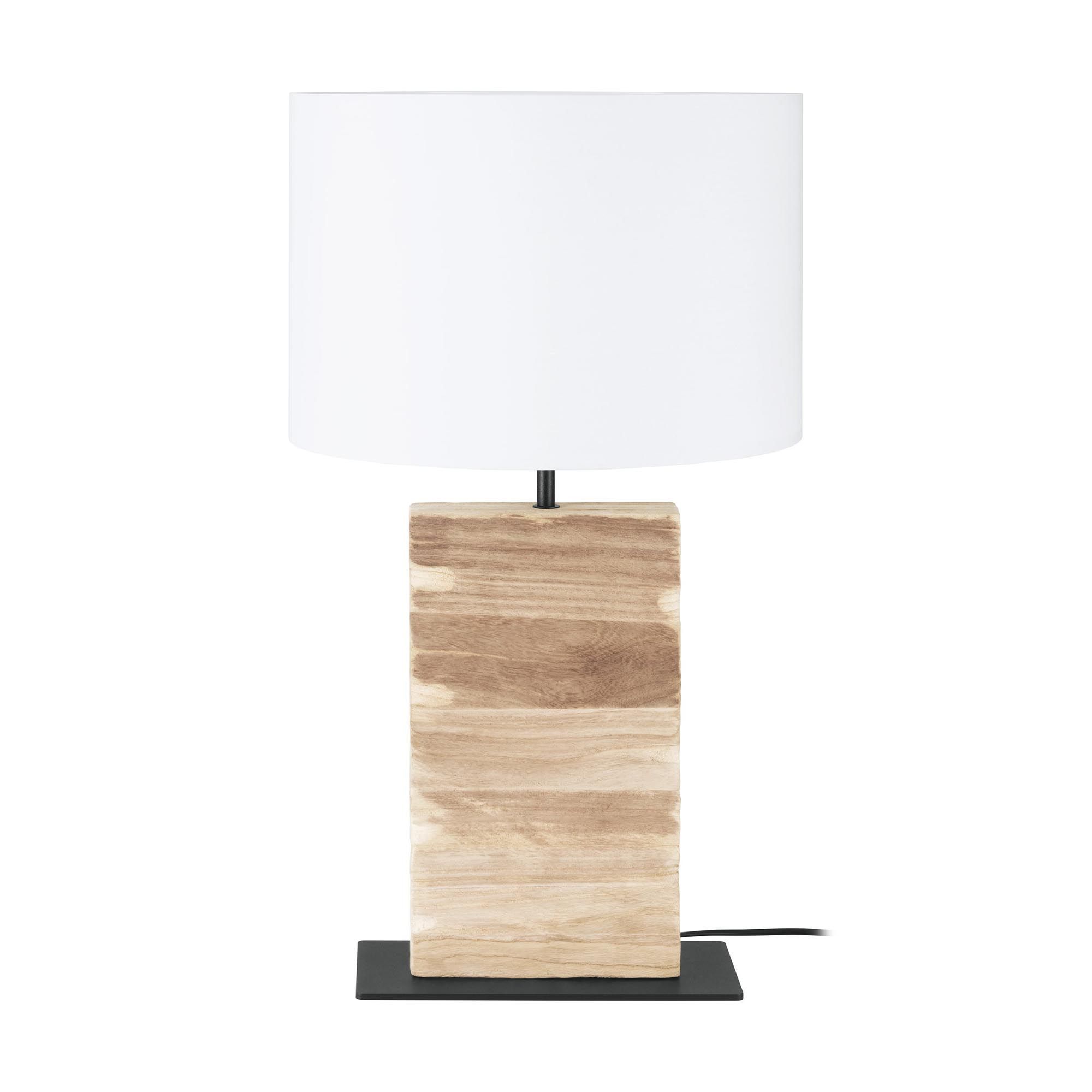 Lampe pied en bois et métal et abat jour blanc CONTESSORE H62,5 cm E27 40W