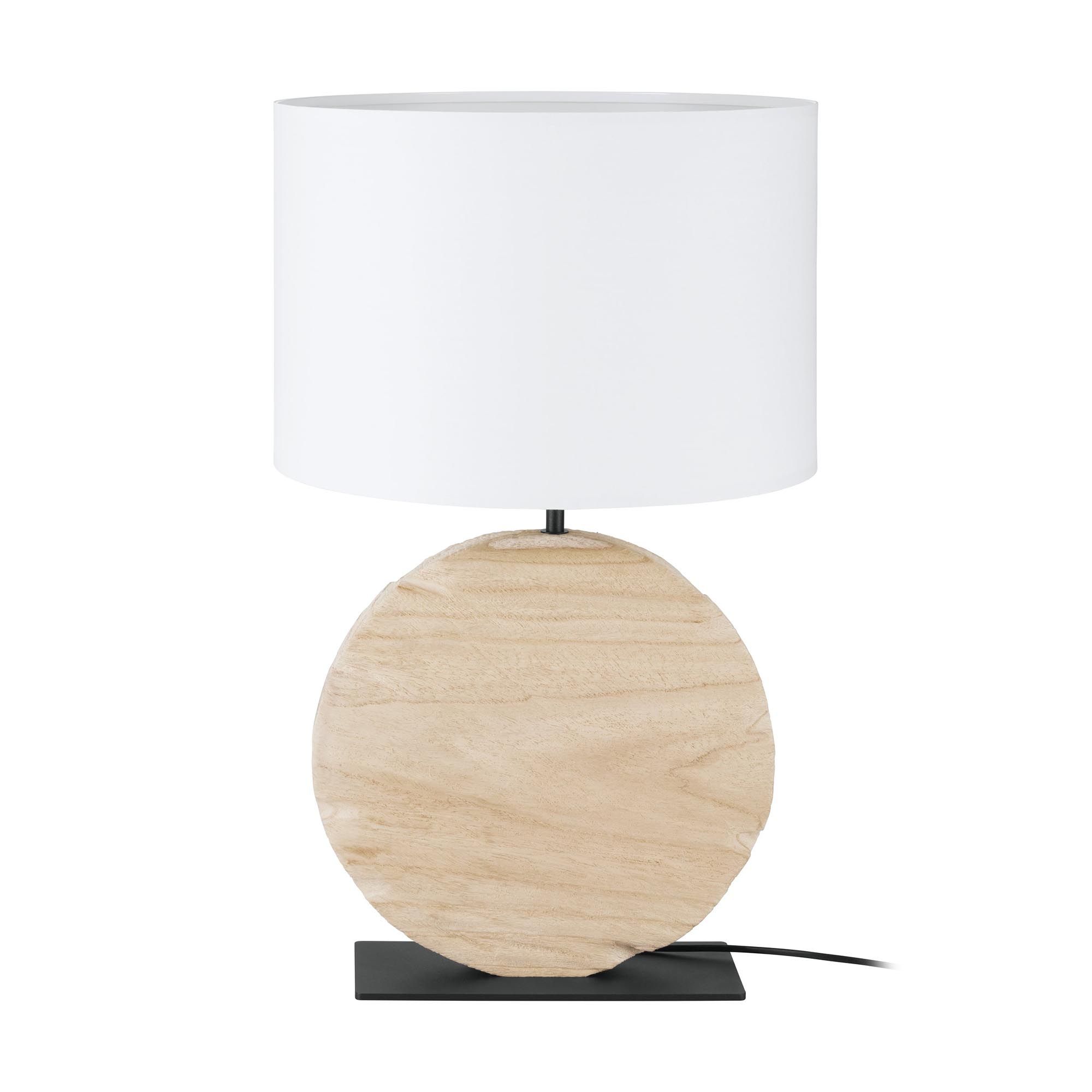 Lampe pied en bois et métal et abat jour blanc CONTESSORE H62,5 cm E27 40W