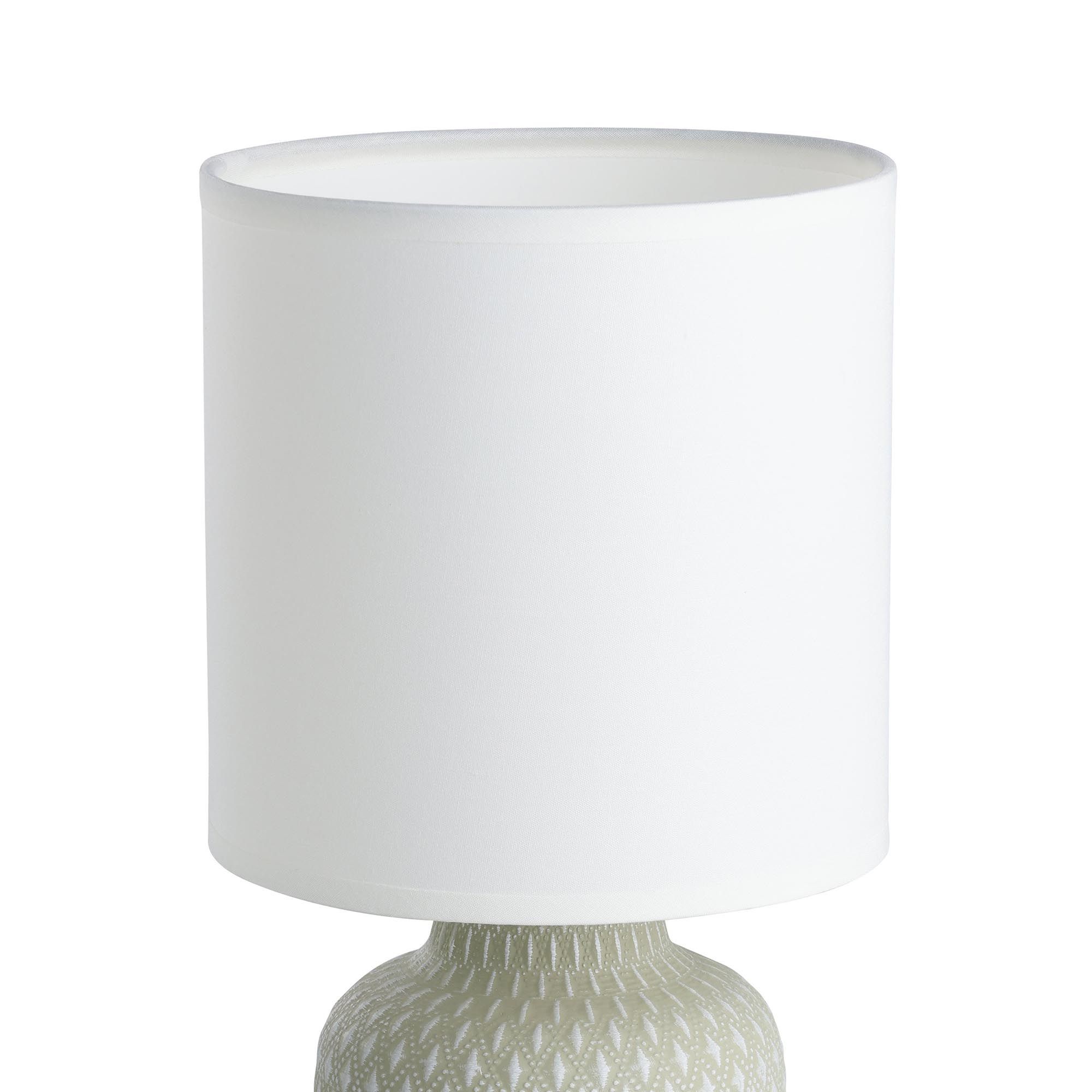 Lampe de table en pied céramique gris et abat jour blanc BELLARIVA E14 40W