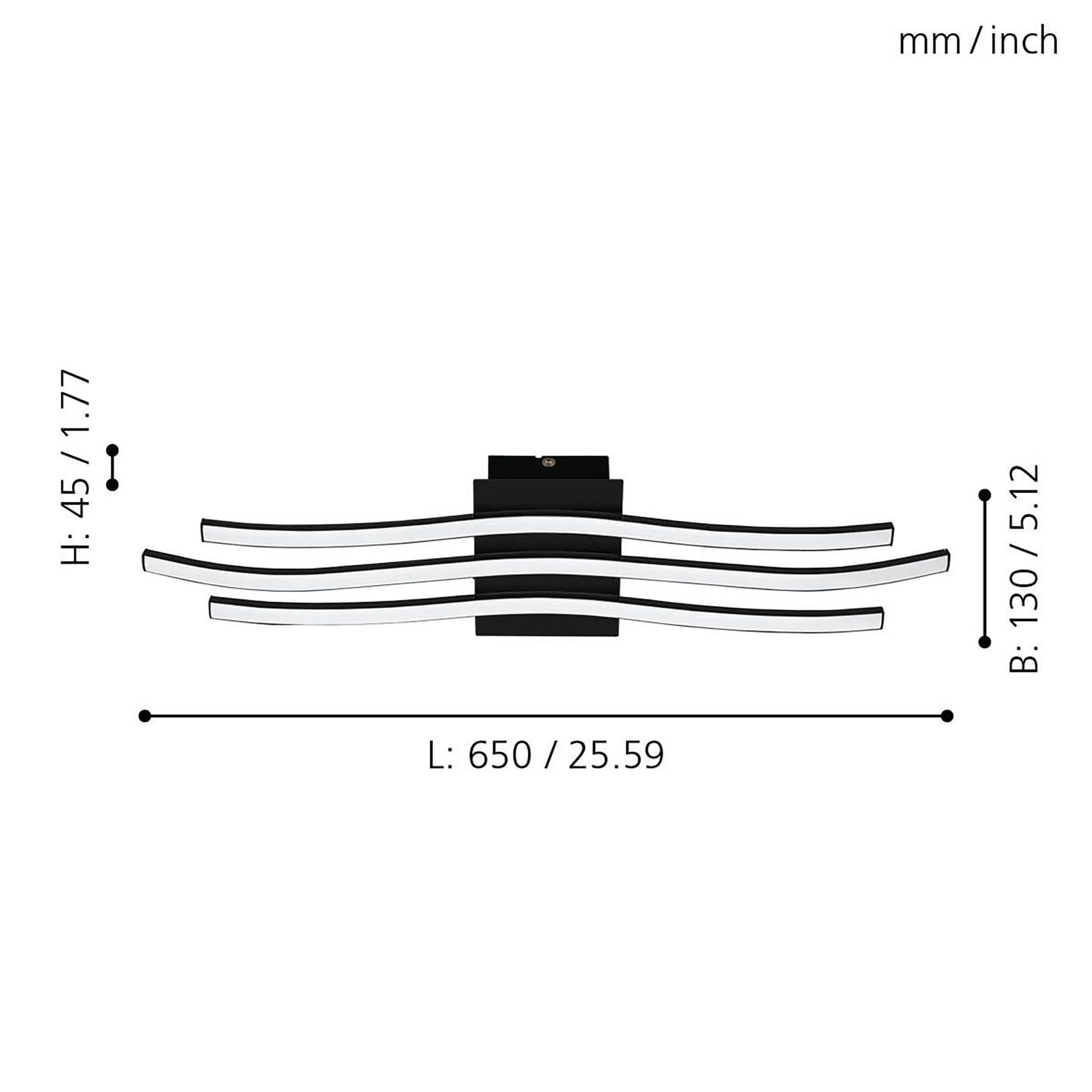 Plafonnier en métal noir RONCADE 1 led inégrée 21W