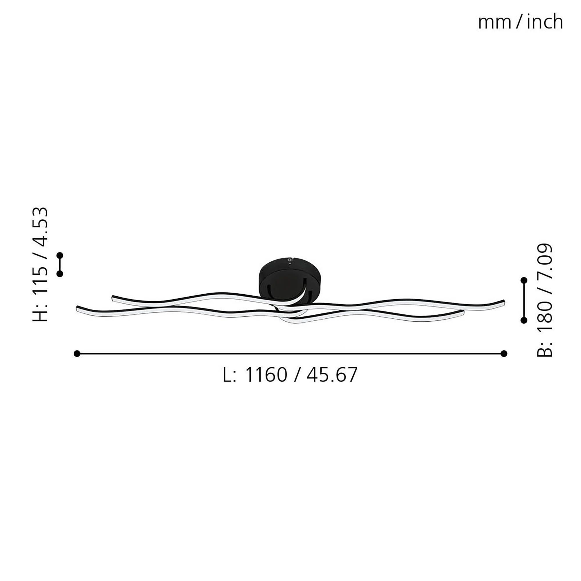 Plafonnier en métal noir RONCADE 1 led intégrée 36W