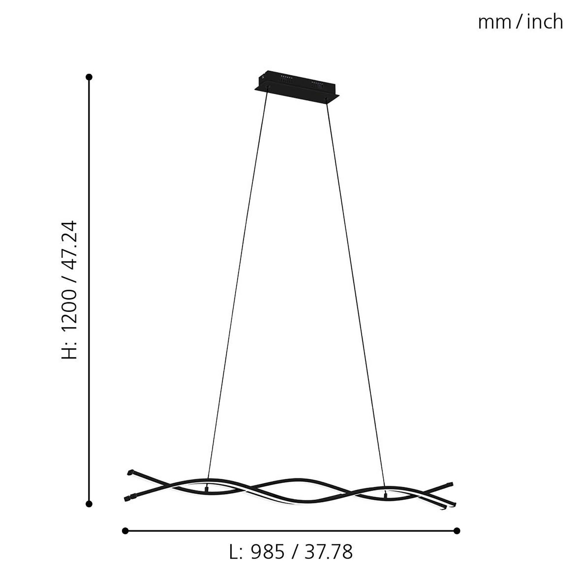 Suspension en métal noir LASANA 3 led intégrée 33W