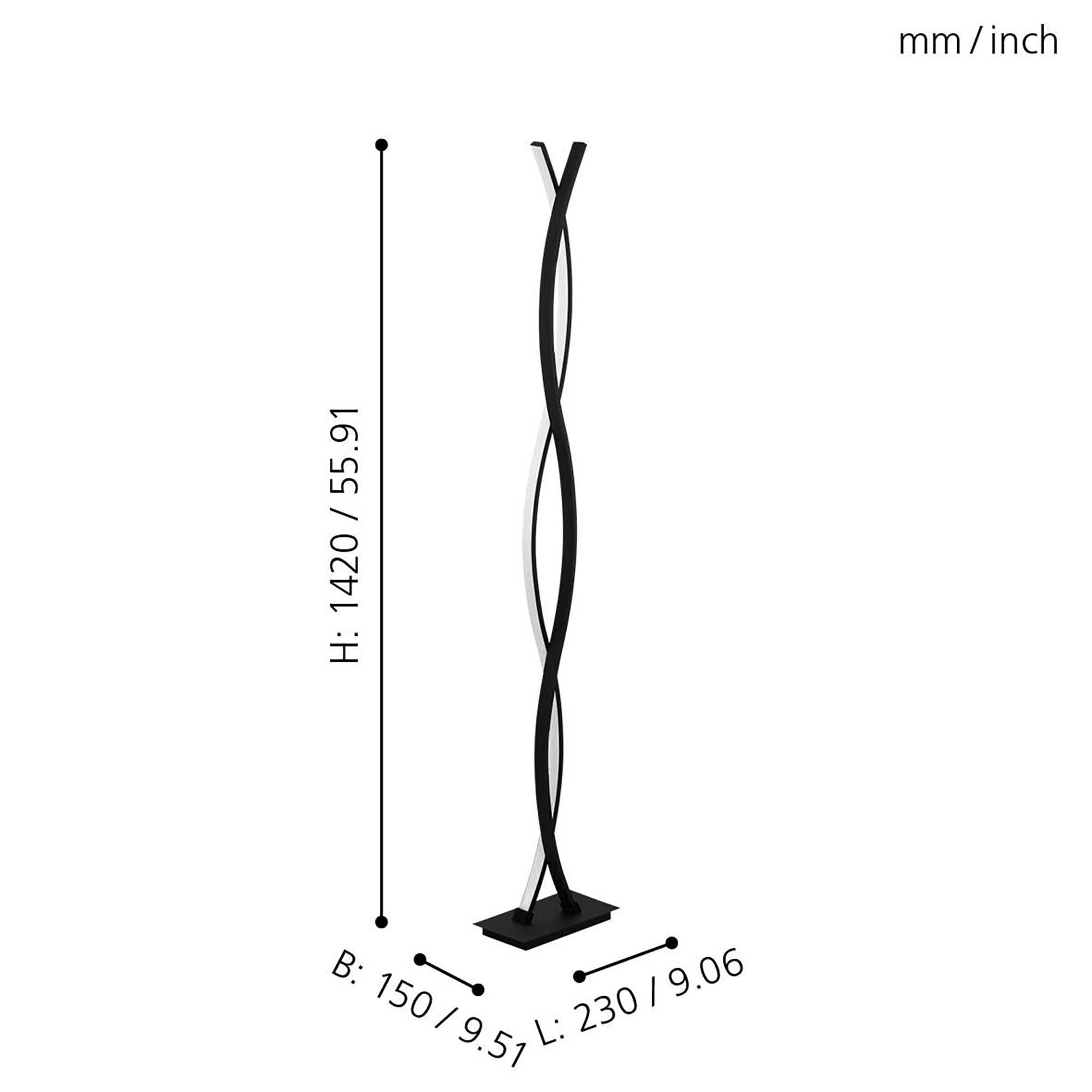 Lampadaire en métal noir LASANA 3 led intégrée 36W