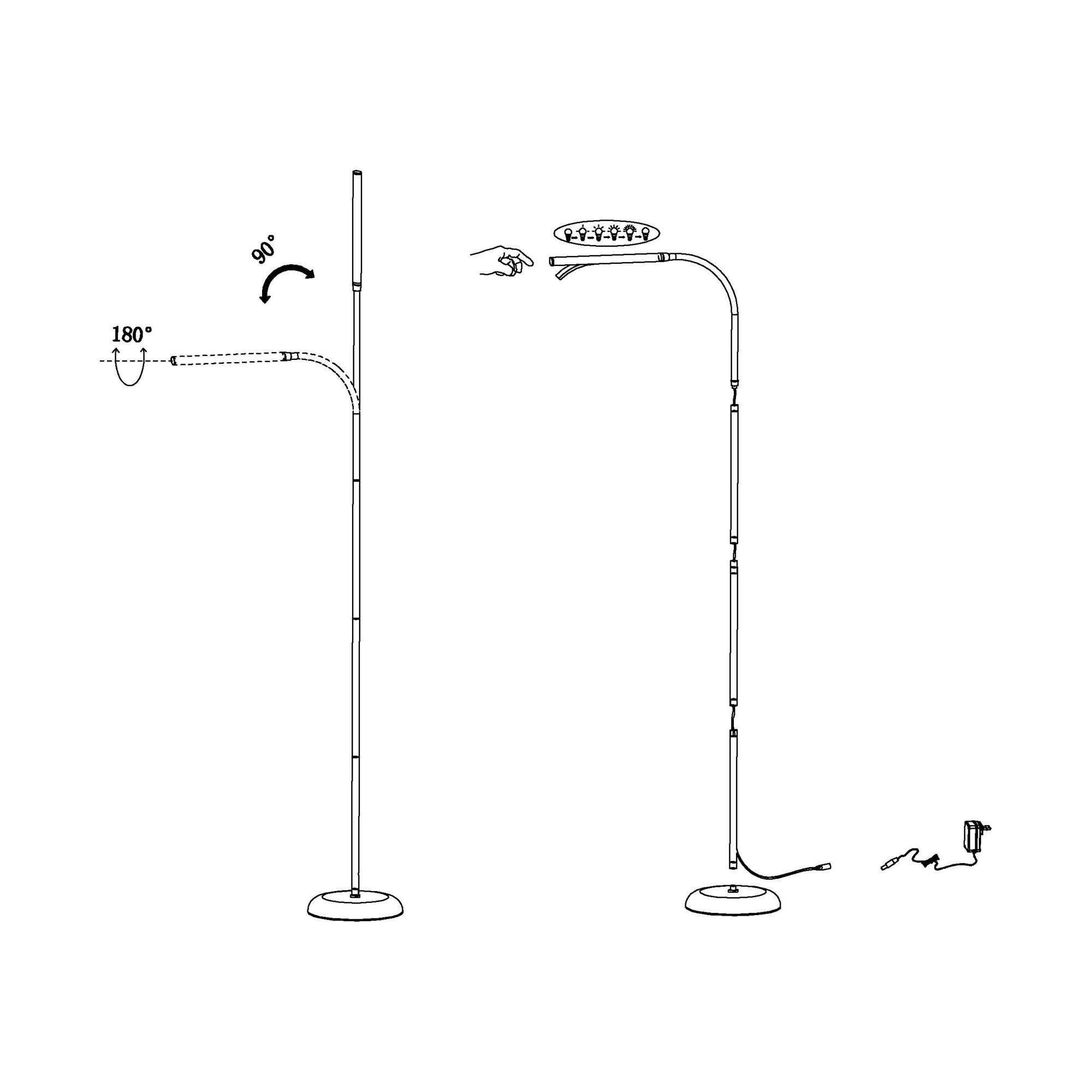 Liseuse LED LAROA noir H130cm