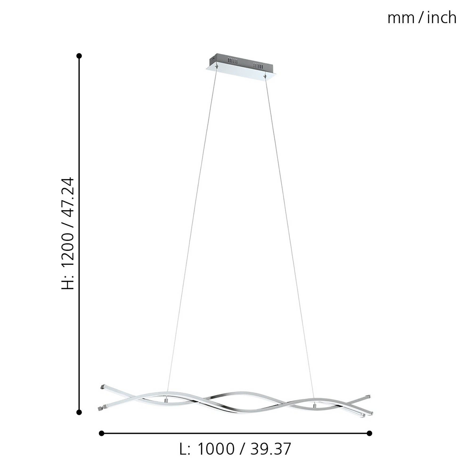 Suspension en métal chrome LASANA 2 led inégrée 35W