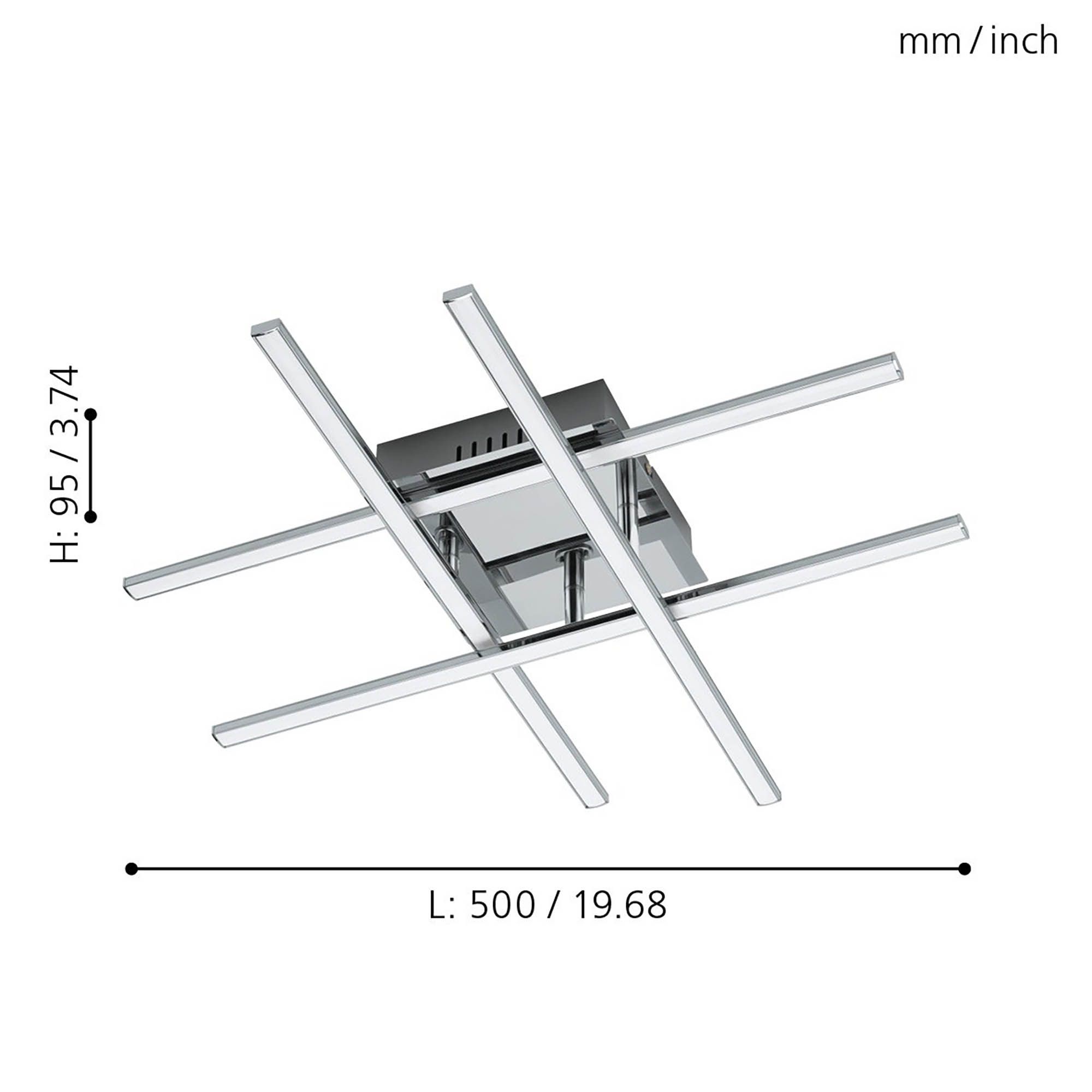 Plafonnier en métal chrome LASANA 1 led intégrée 4X5,3W