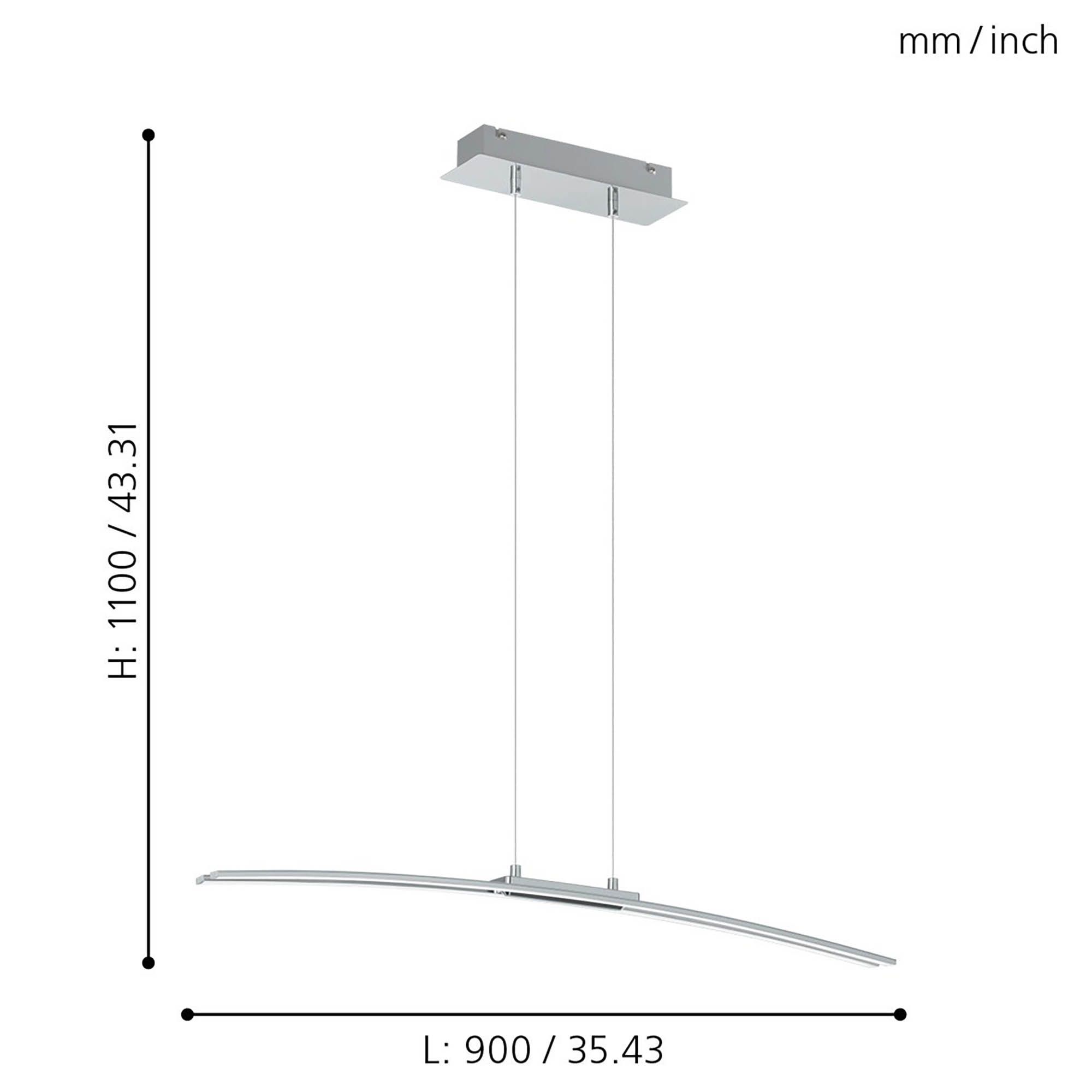 Suspension en métal chrome LASANA led intégrée 30W