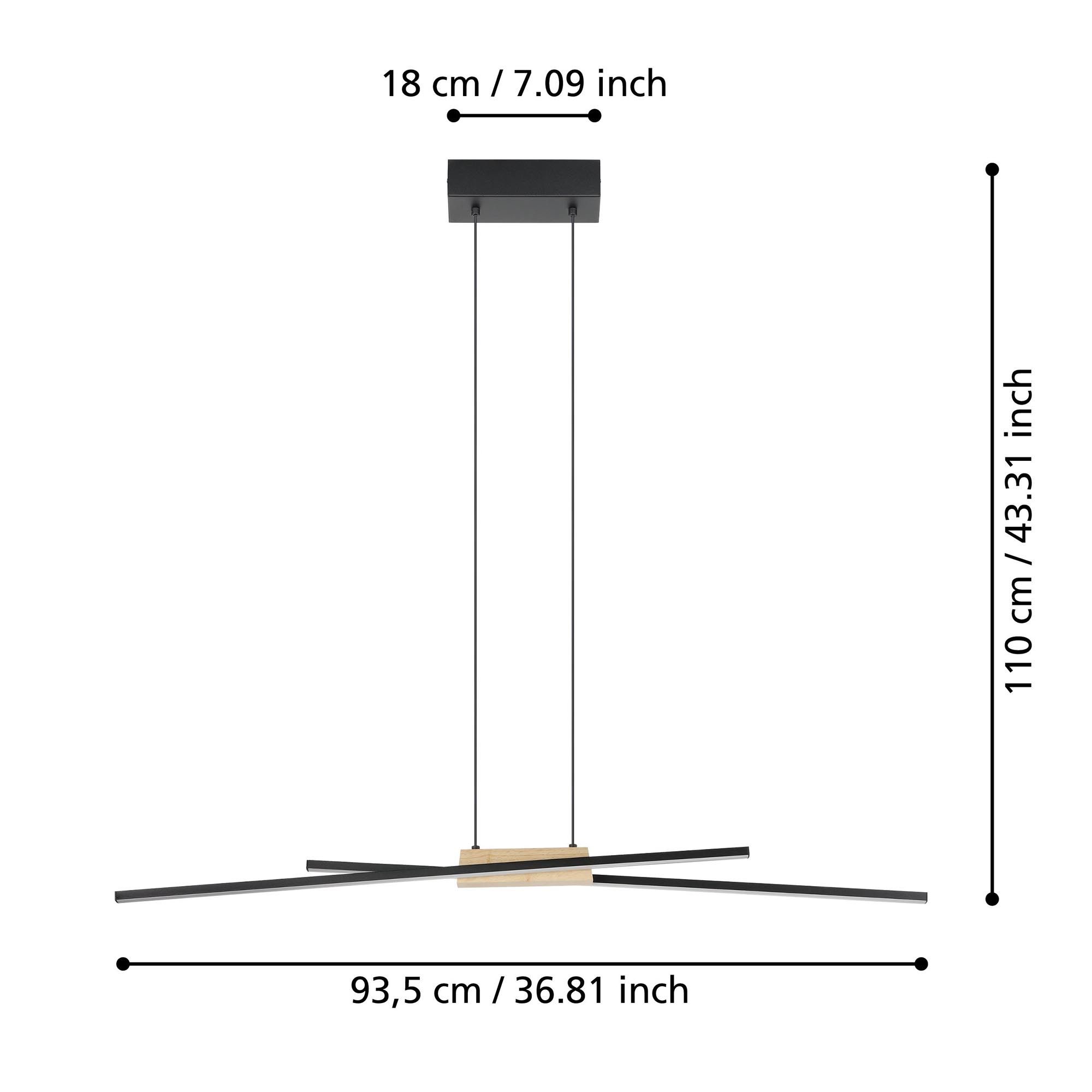 Suspension en métal noir PANAGRIA led intégrée  2X13W