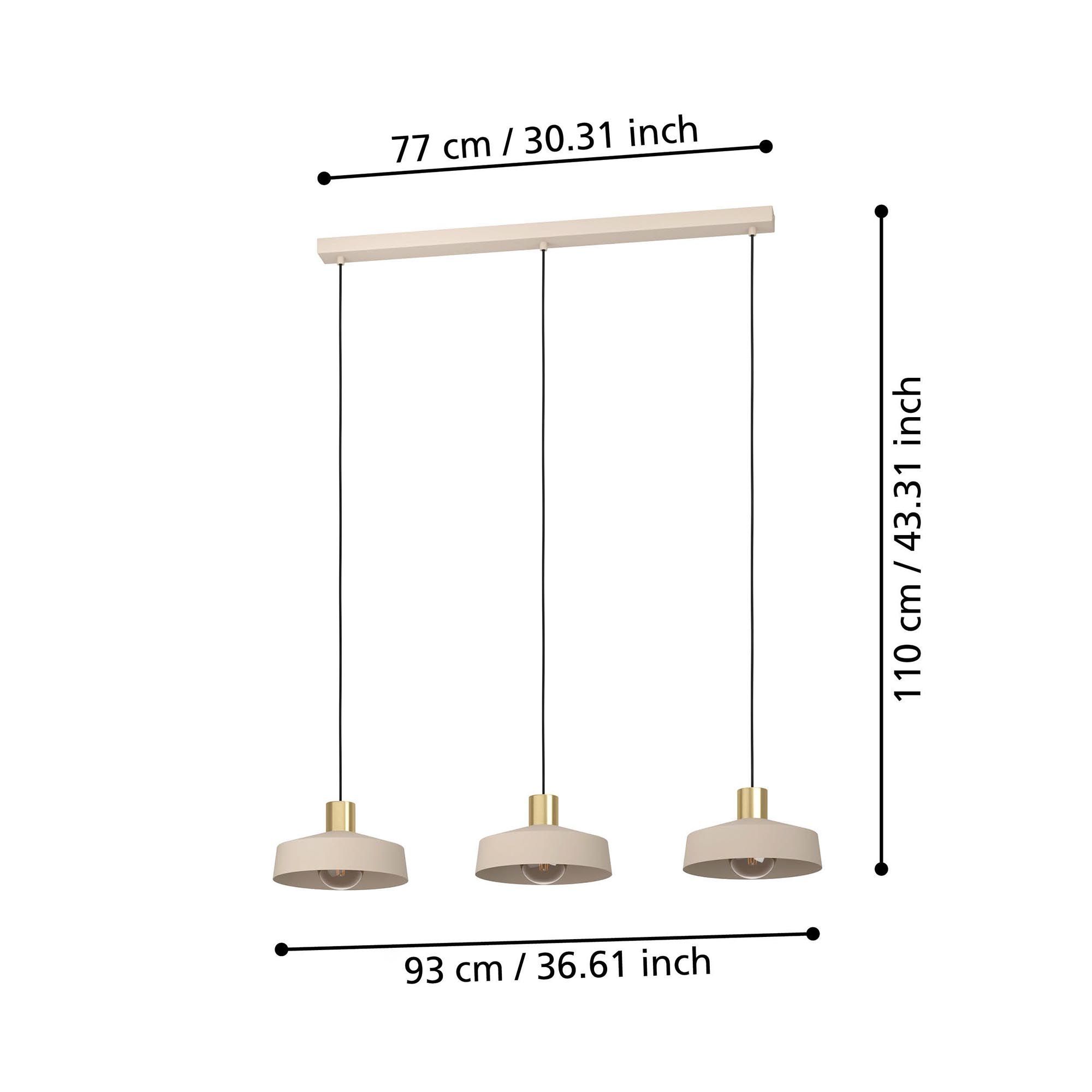 Suspension en métal sable VALDIOLA E27 3X40W