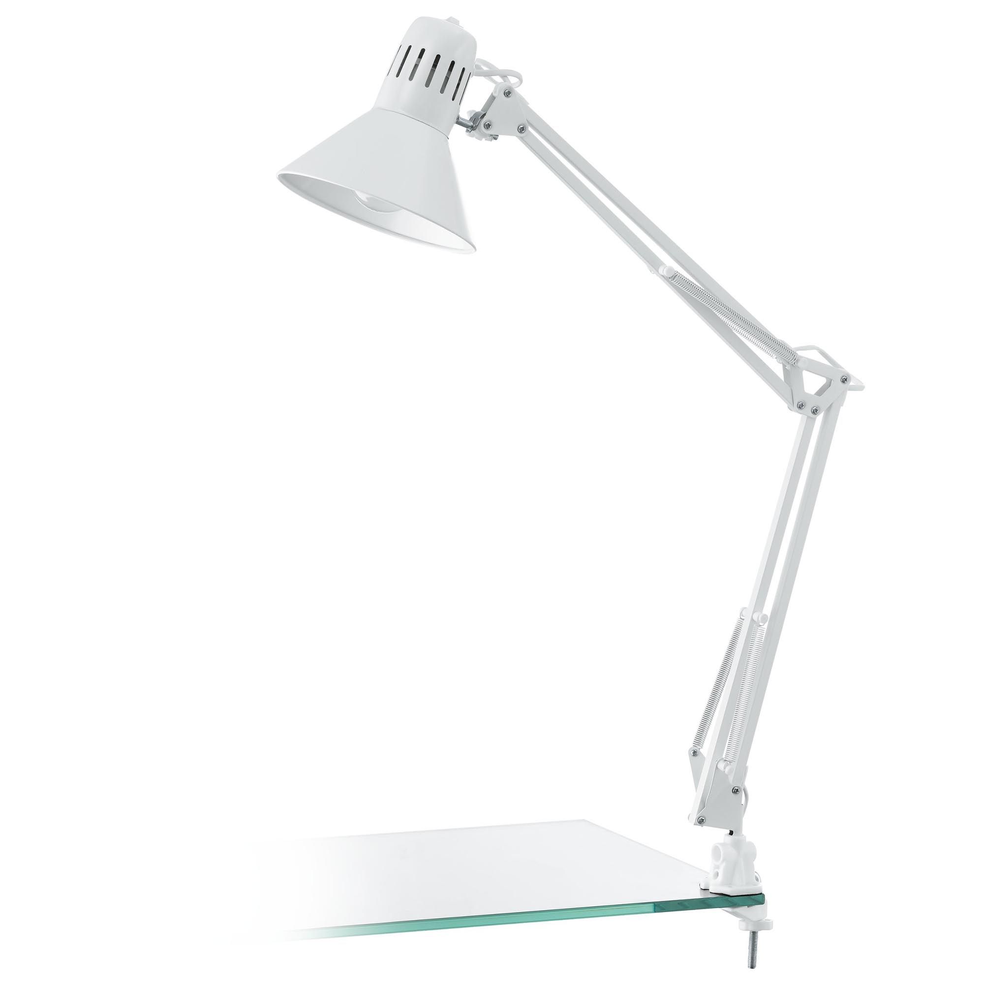 Lampe de bureau en métal blanc FIRMO E27 40W