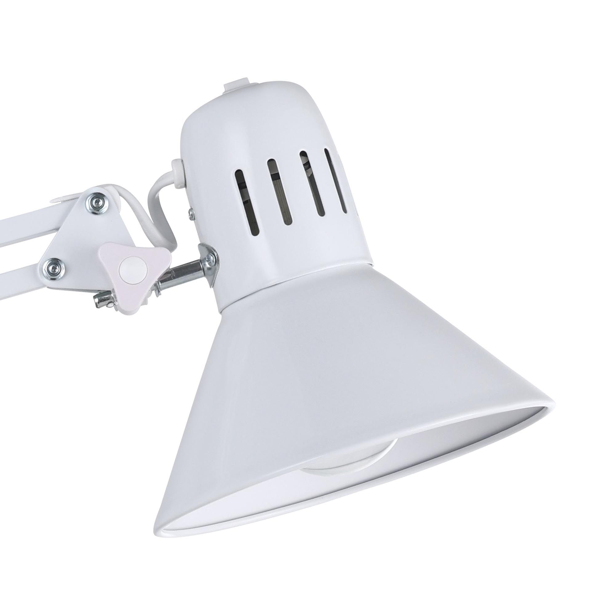 Lampe de bureau en métal blanc FIRMO E27 40W