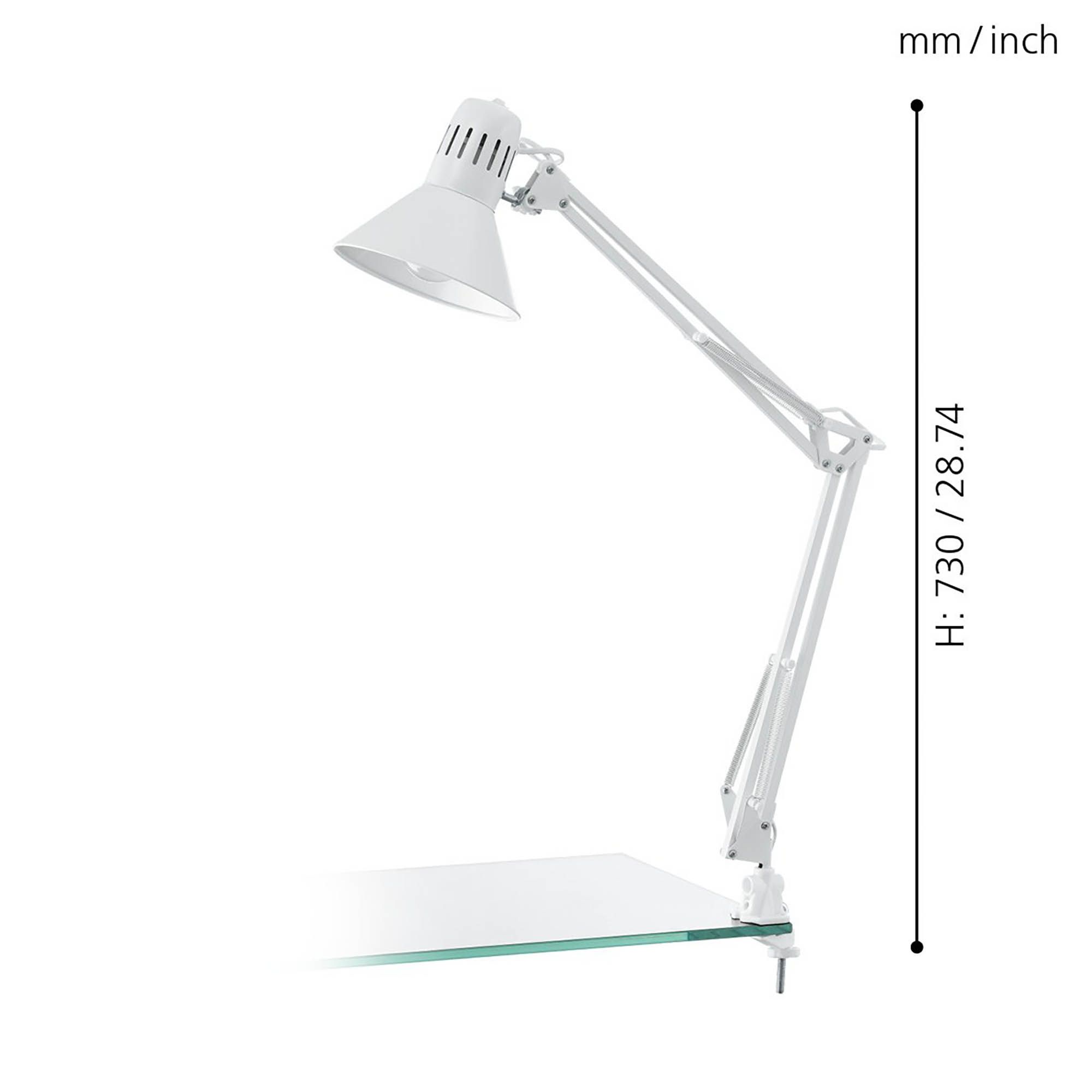 Lampe de bureau en métal blanc FIRMO E27 40W