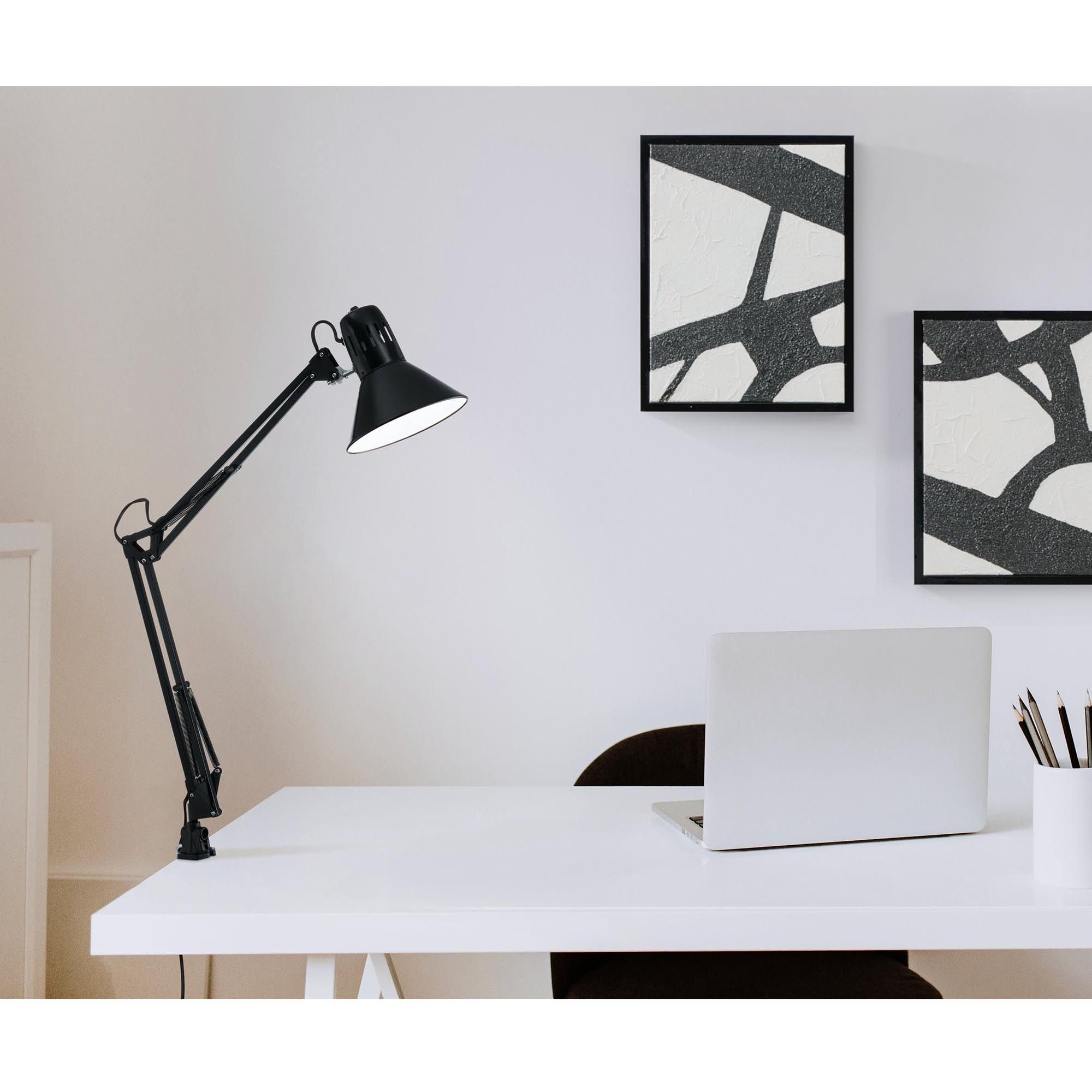 Lampe de bureau en métal noir FIRMO E27 40W