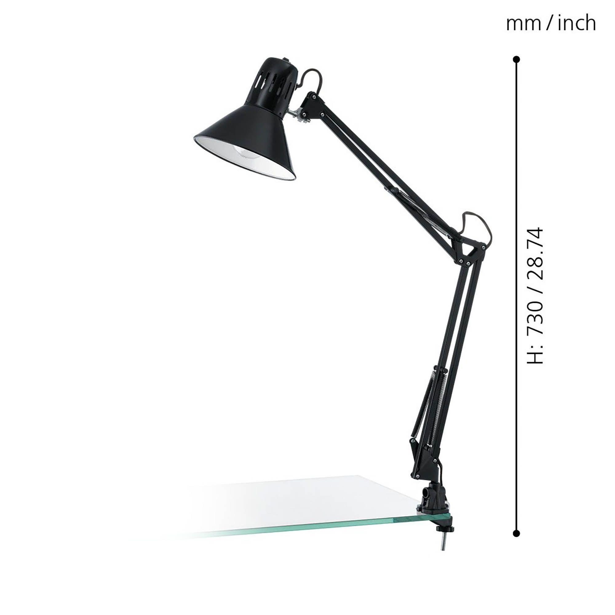 Lampe de bureau en métal noir FIRMO E27 40W