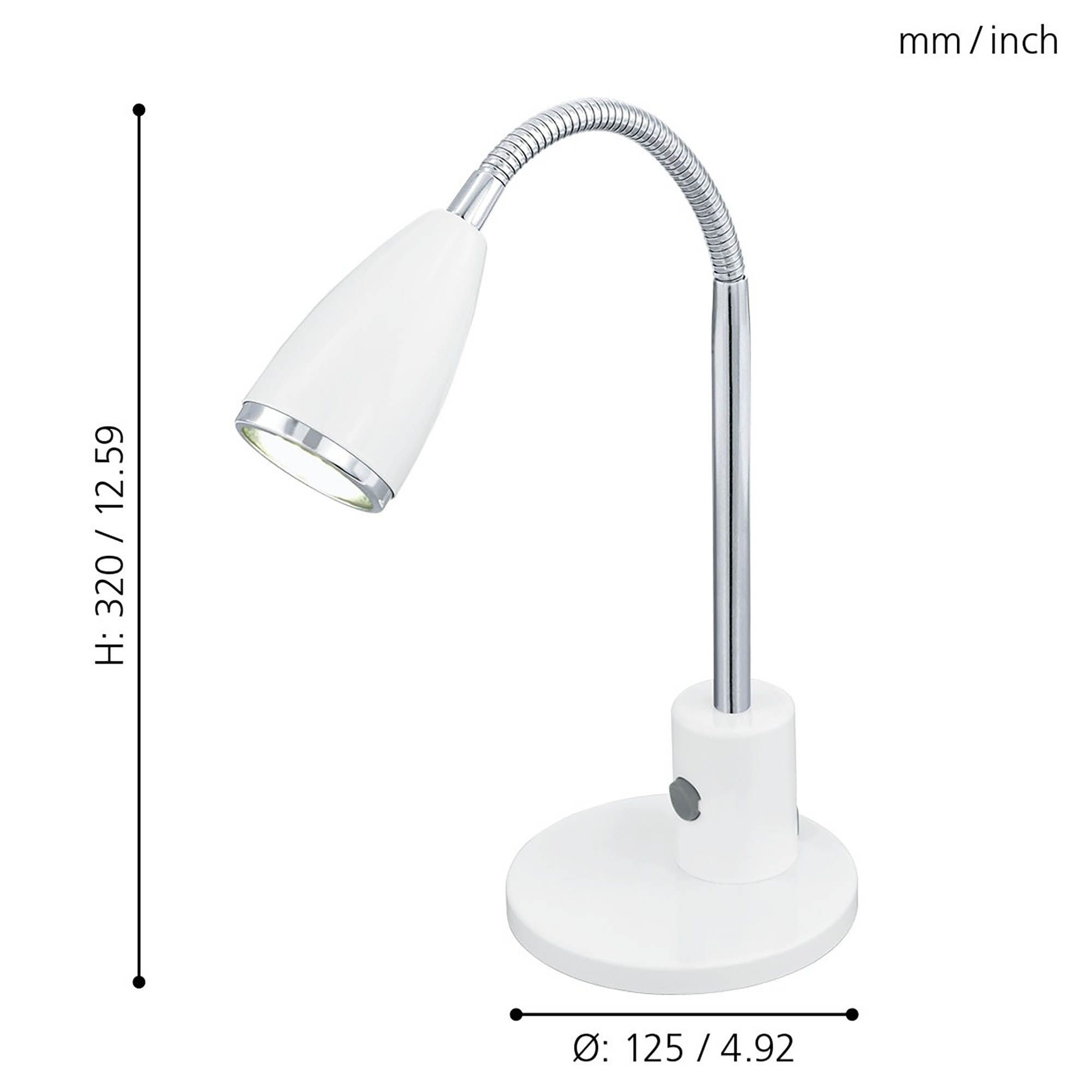 Lampe de bureau en métal blanc FOX GU10 2,8W