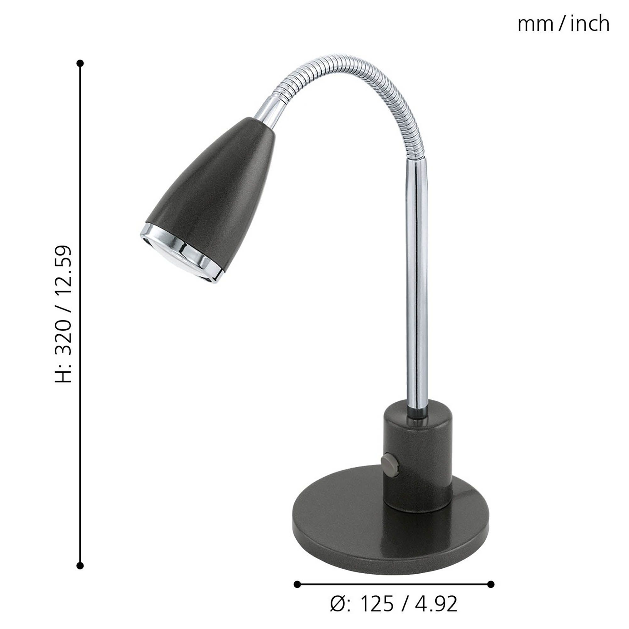 Lampe de bureau en métal noir FOX GU10 2,8W