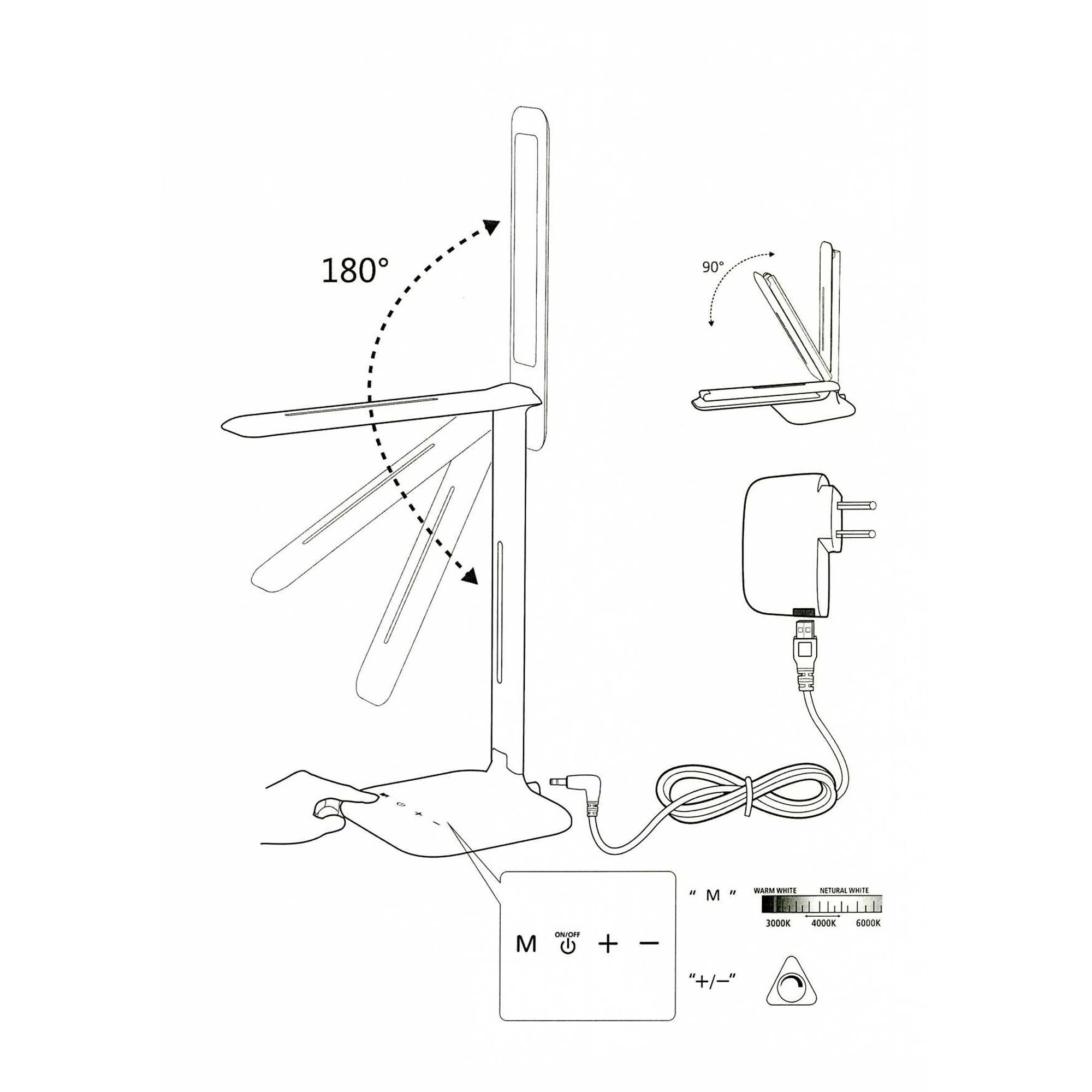 Lampe de bureau en plastique et métal blanc CAUPO led intégrée 2,1W