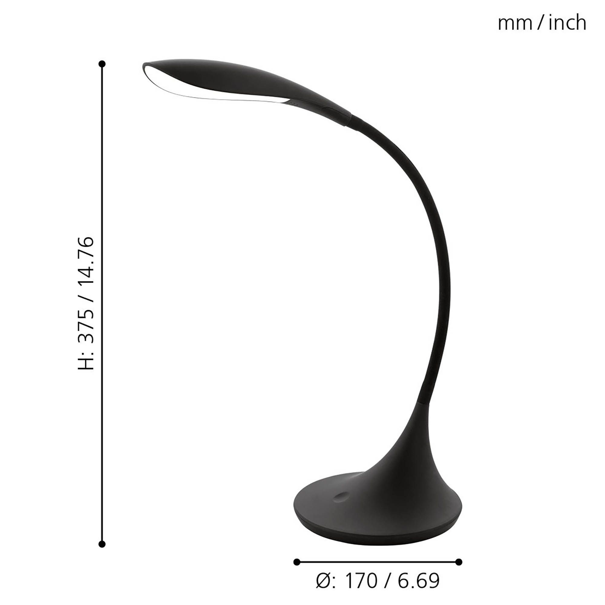 Lampe de bureau en plastique et métal noir DAMBERA led intégrée 4,5W