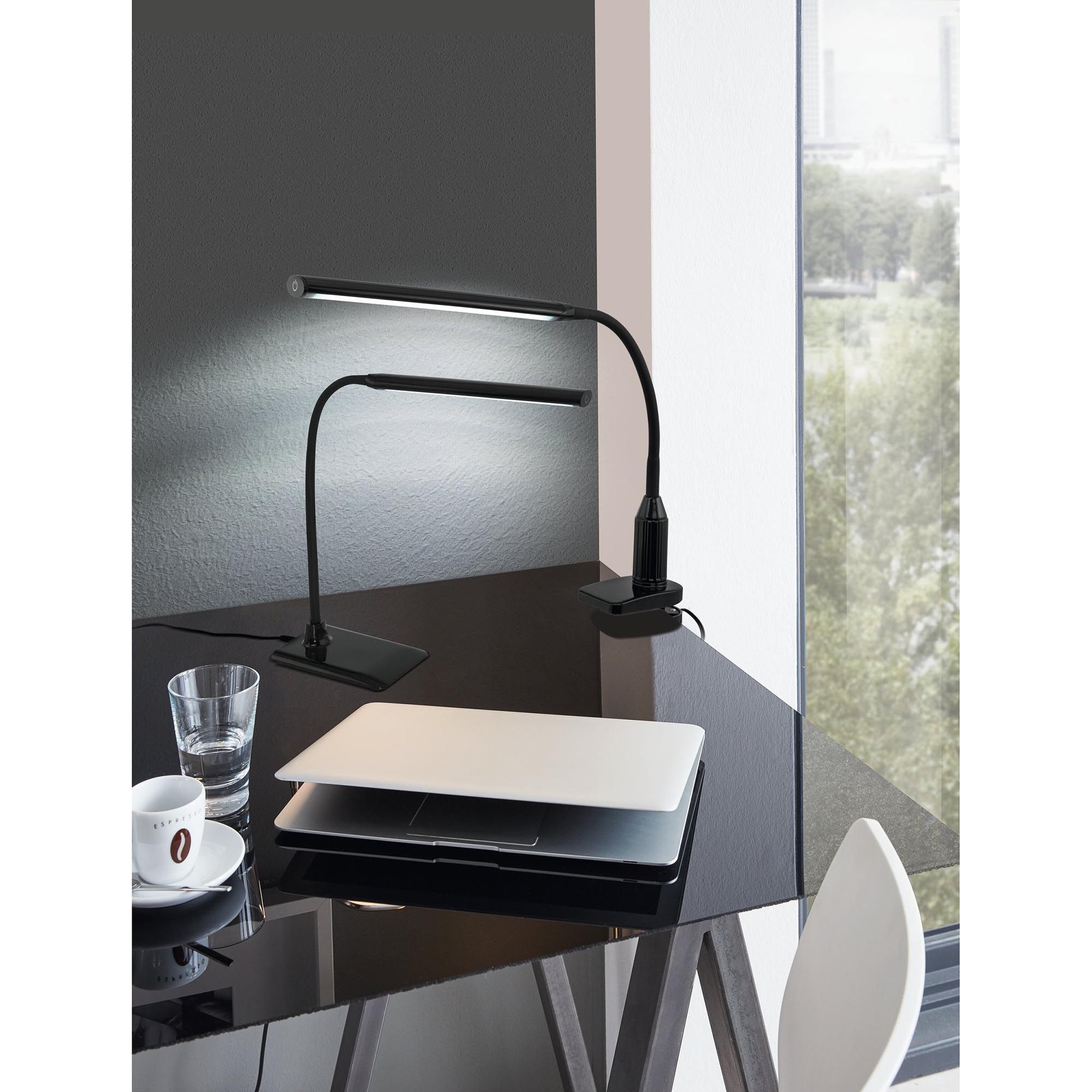 Lampe de bureau en plastique et métal noir LAROA led intégrée 4,2W