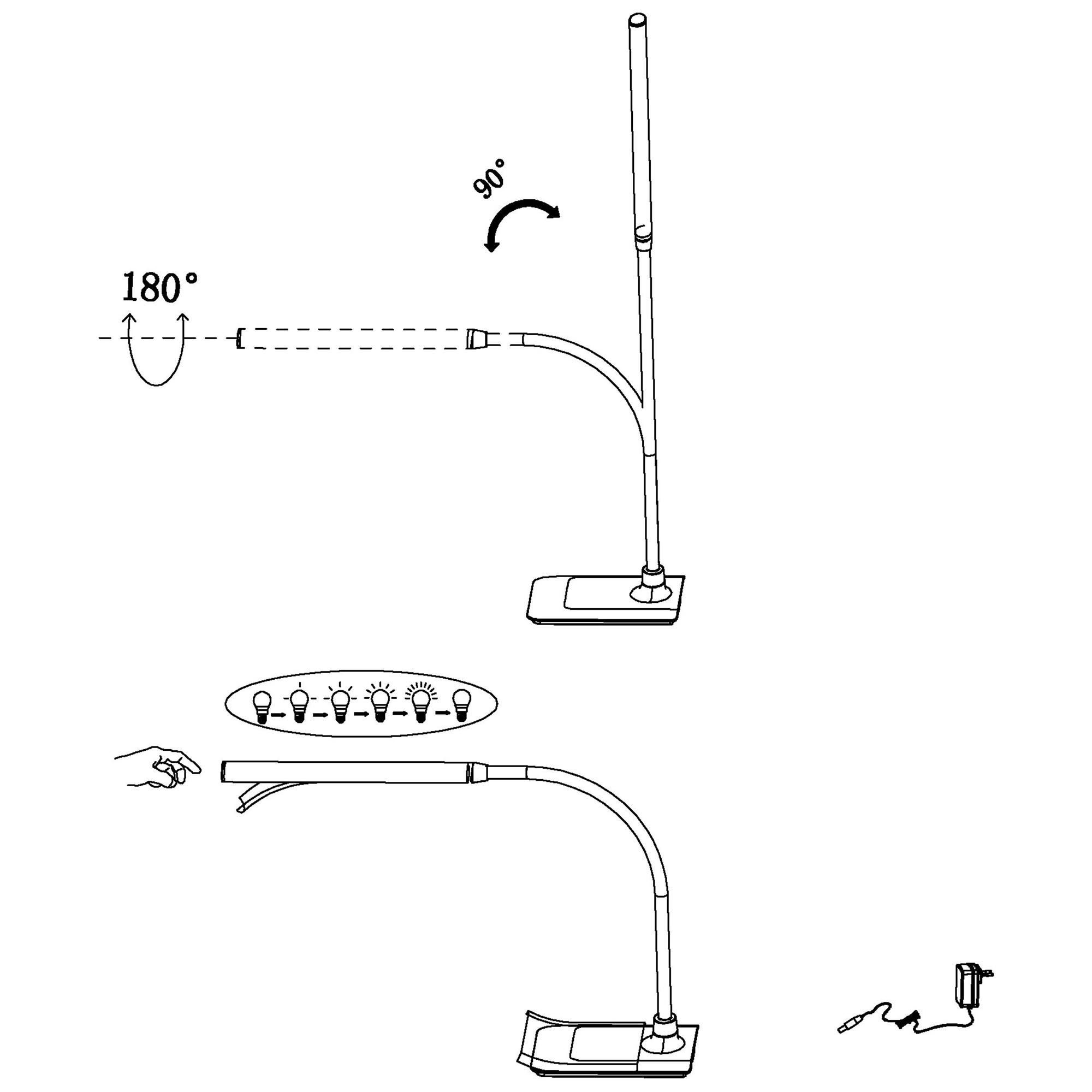 Lampe de bureau en plastique et métal noir LAROA led intégrée 4,2W