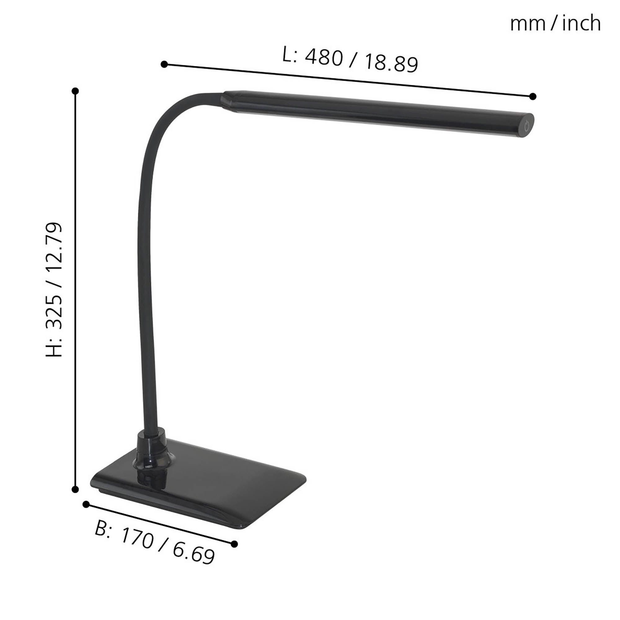 Lampe de bureau en plastique et métal noir LAROA led intégrée 4,2W