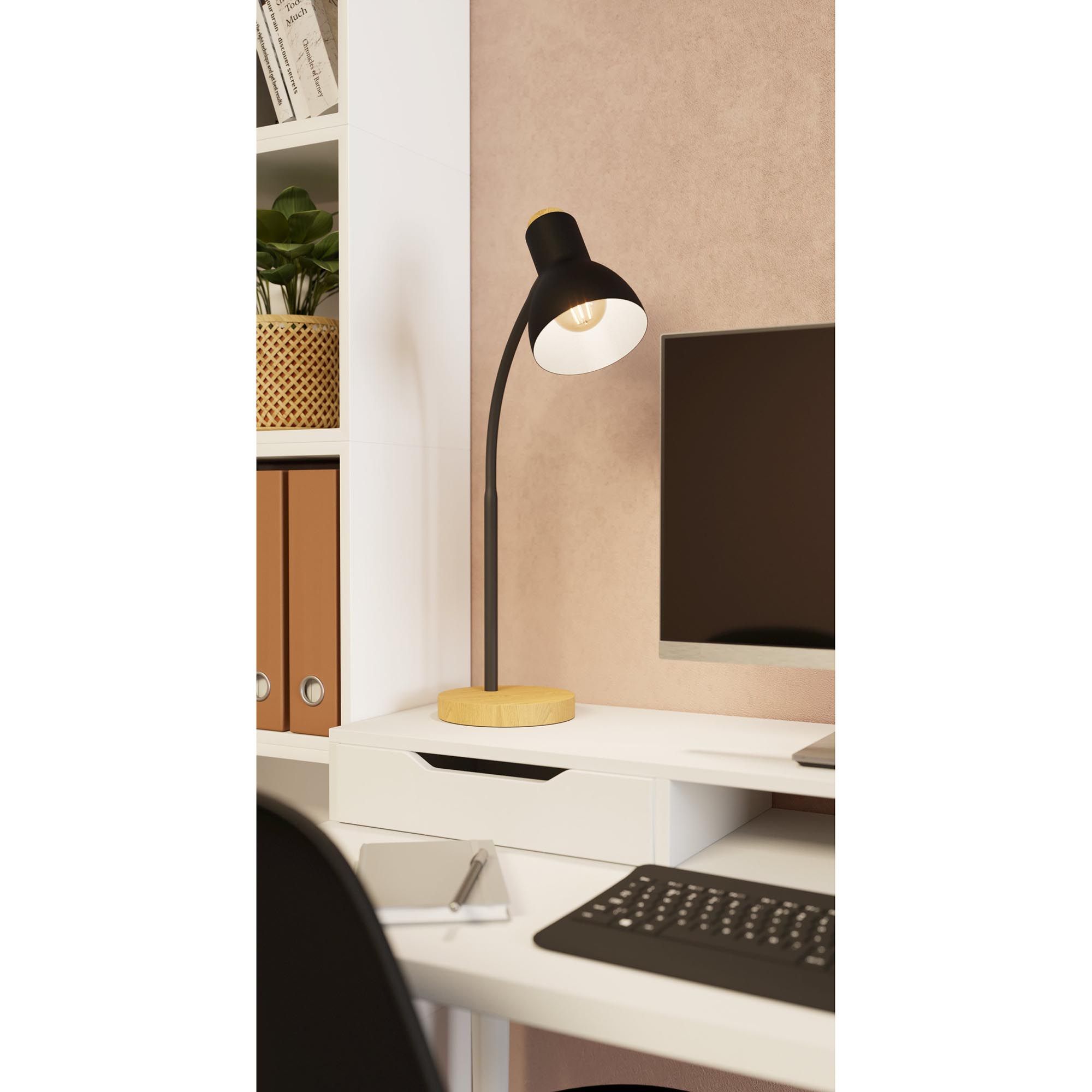 Lampe de bureau en métal noir VERADAL E27 40W