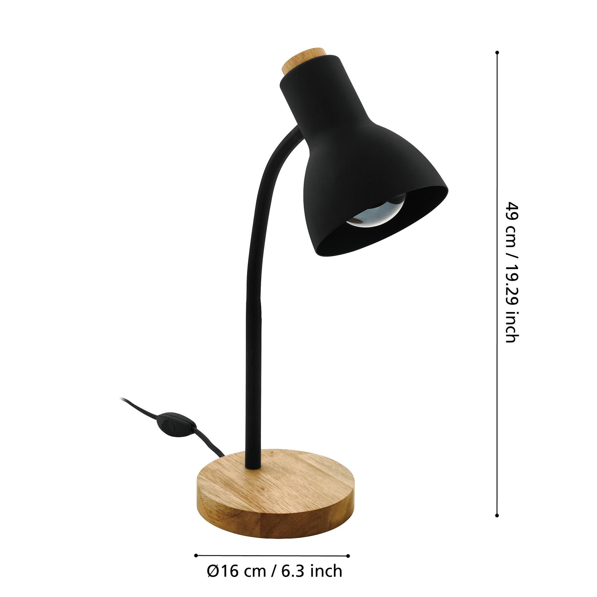 Lampe de bureau en métal noir VERADAL E27 40W