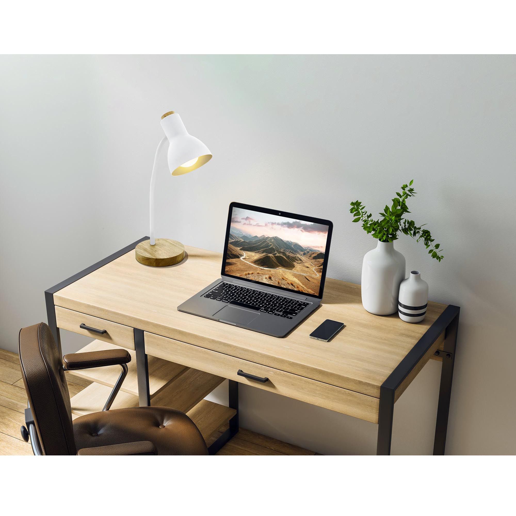 Lampe de bureau VERADAL blanc/bois H49cm