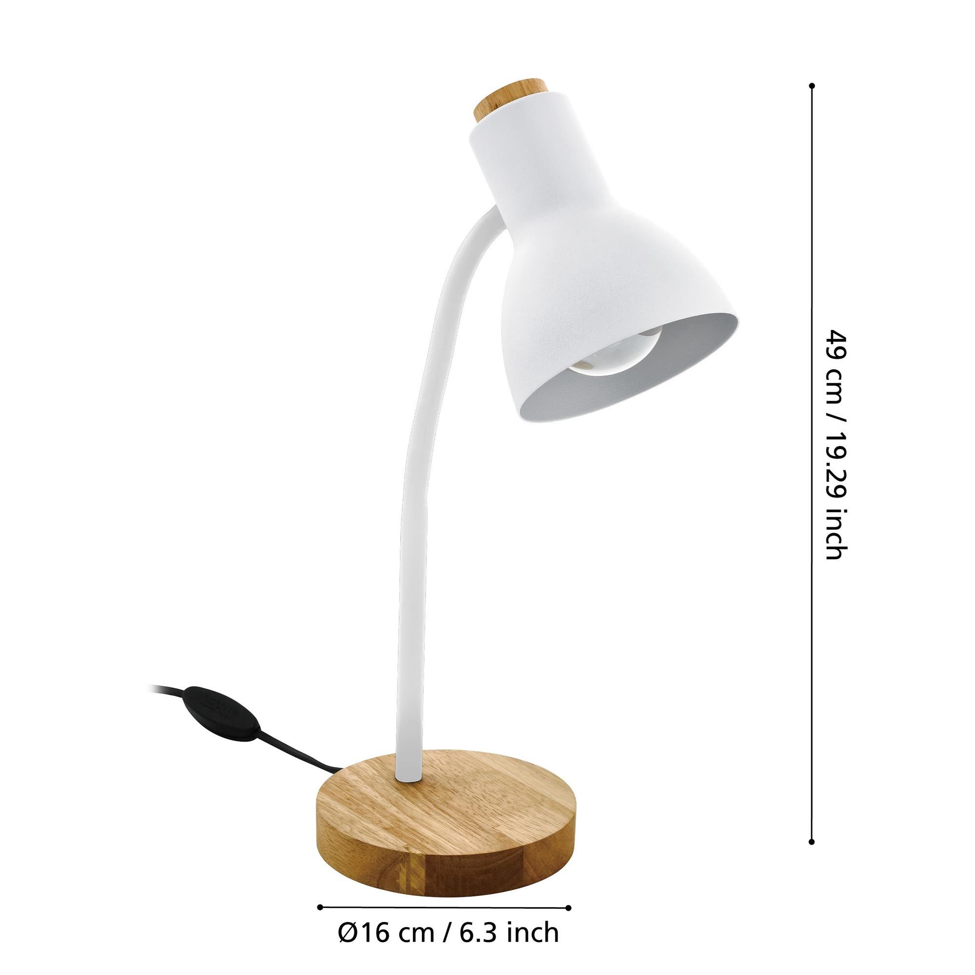 Lampe de bureau en métal blanc VERADAL E27 40W