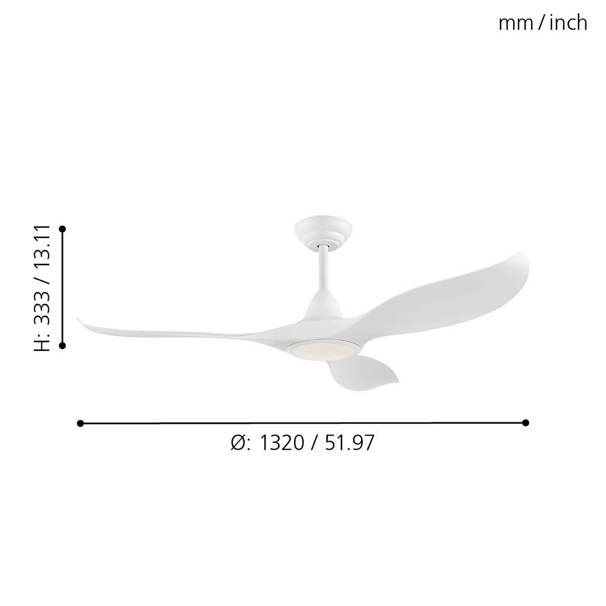 Ventilateur en plastique et métal blanc CIRALI 52 led intégrée 16W