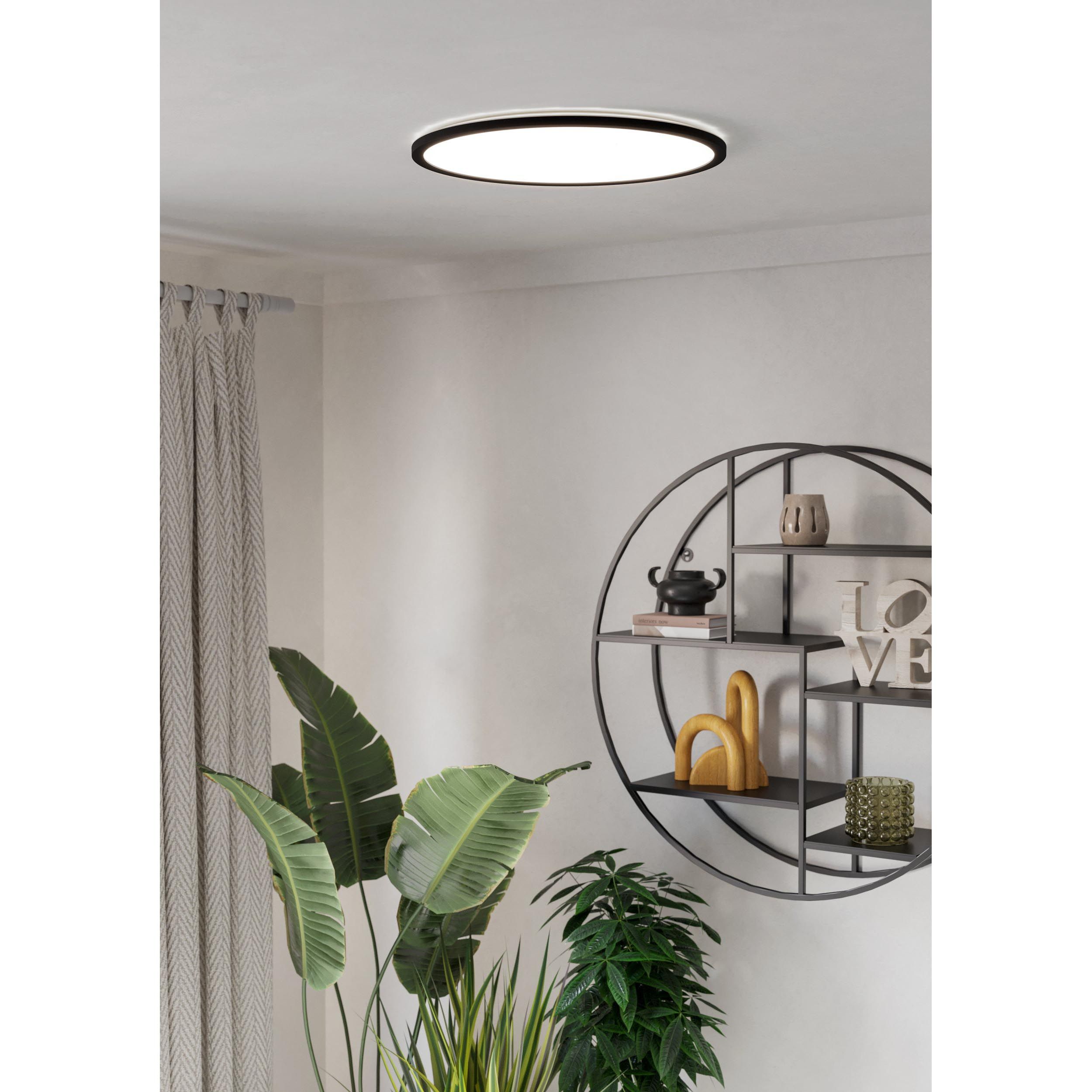 Plafonnier en plastique noir ROVITO et balnc D50 cm led intégrée 16,8W