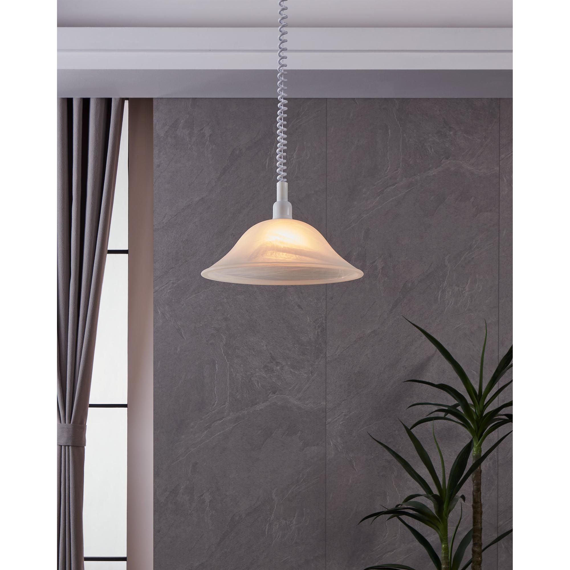 Suspension verre blanc albâtre ALESSANDRA E27 1X60W