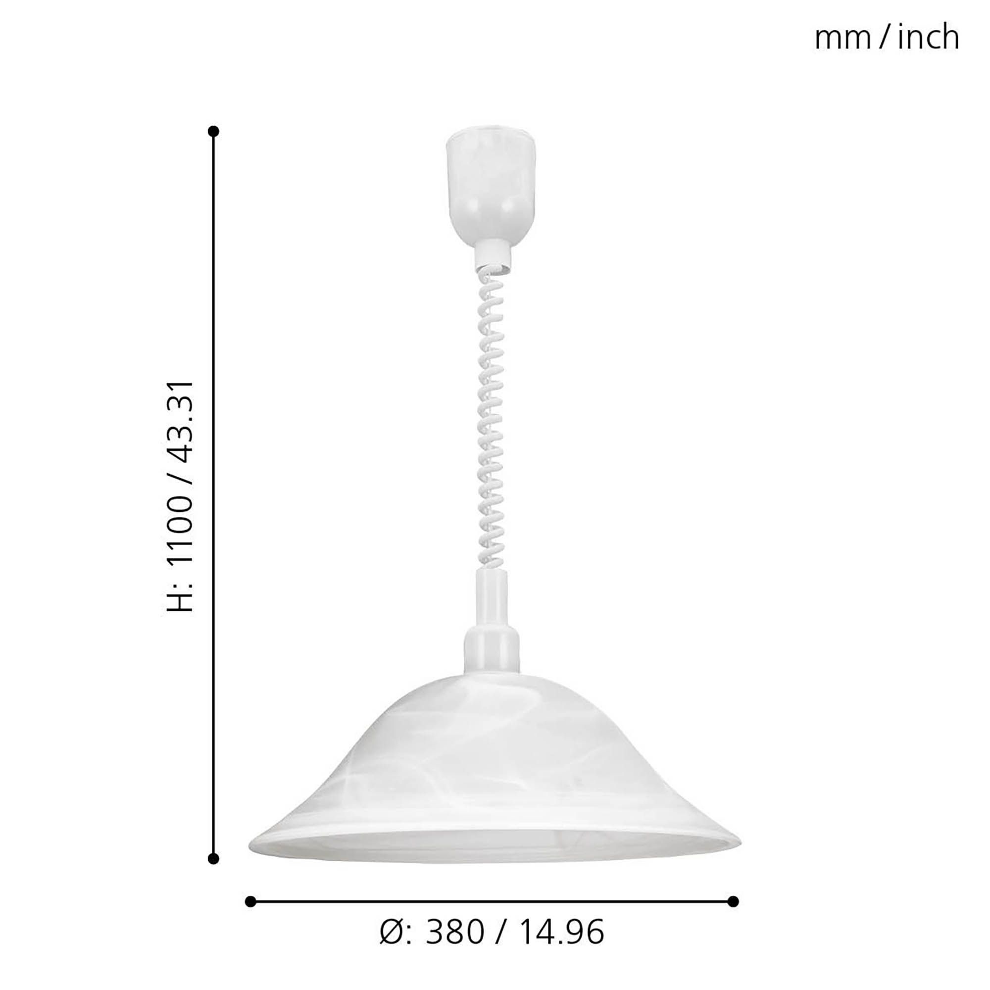 Suspension verre blanc albâtre ALESSANDRA E27 1X60W