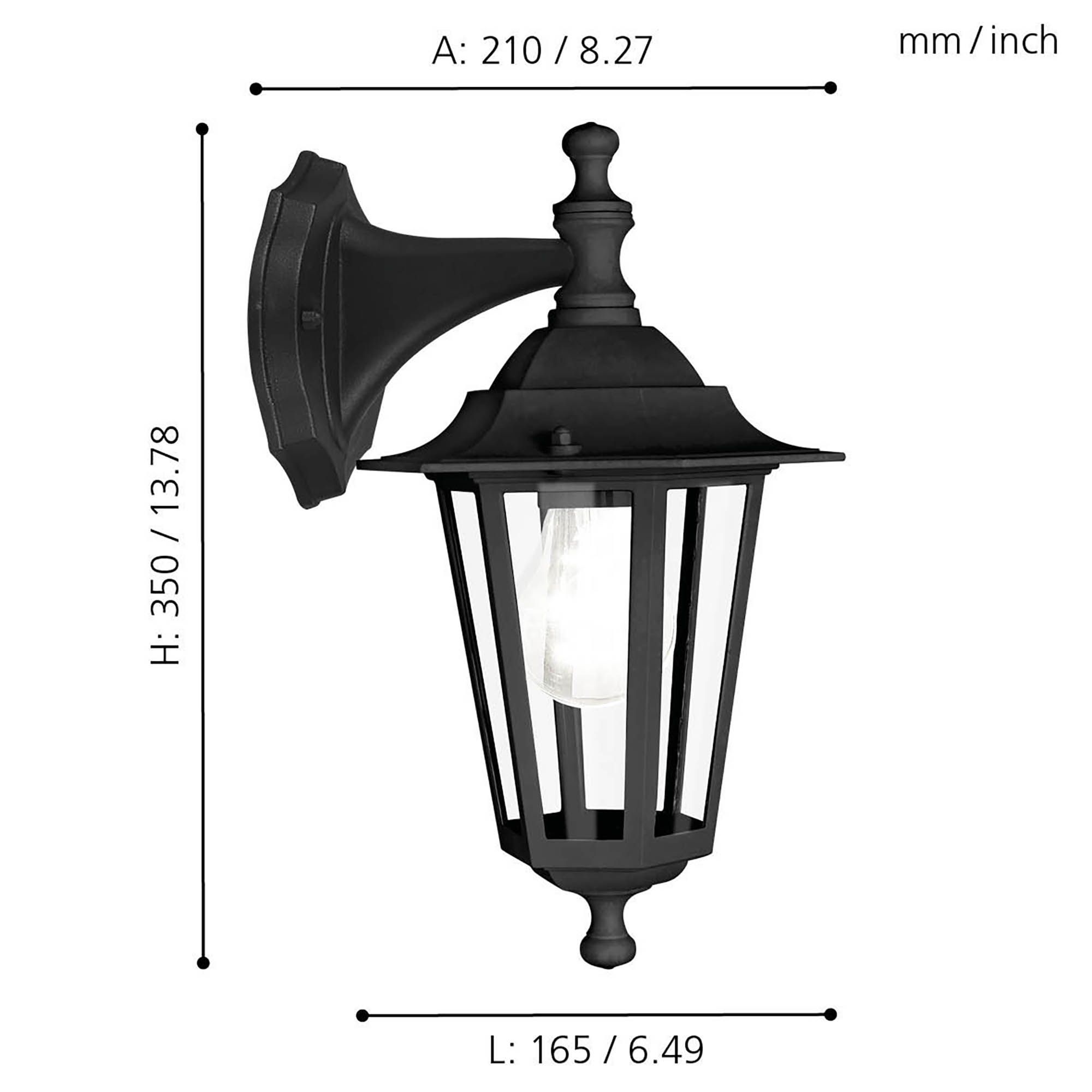 Applique extérieure métal noir LATERNA 4 H35CM E27 1X60W