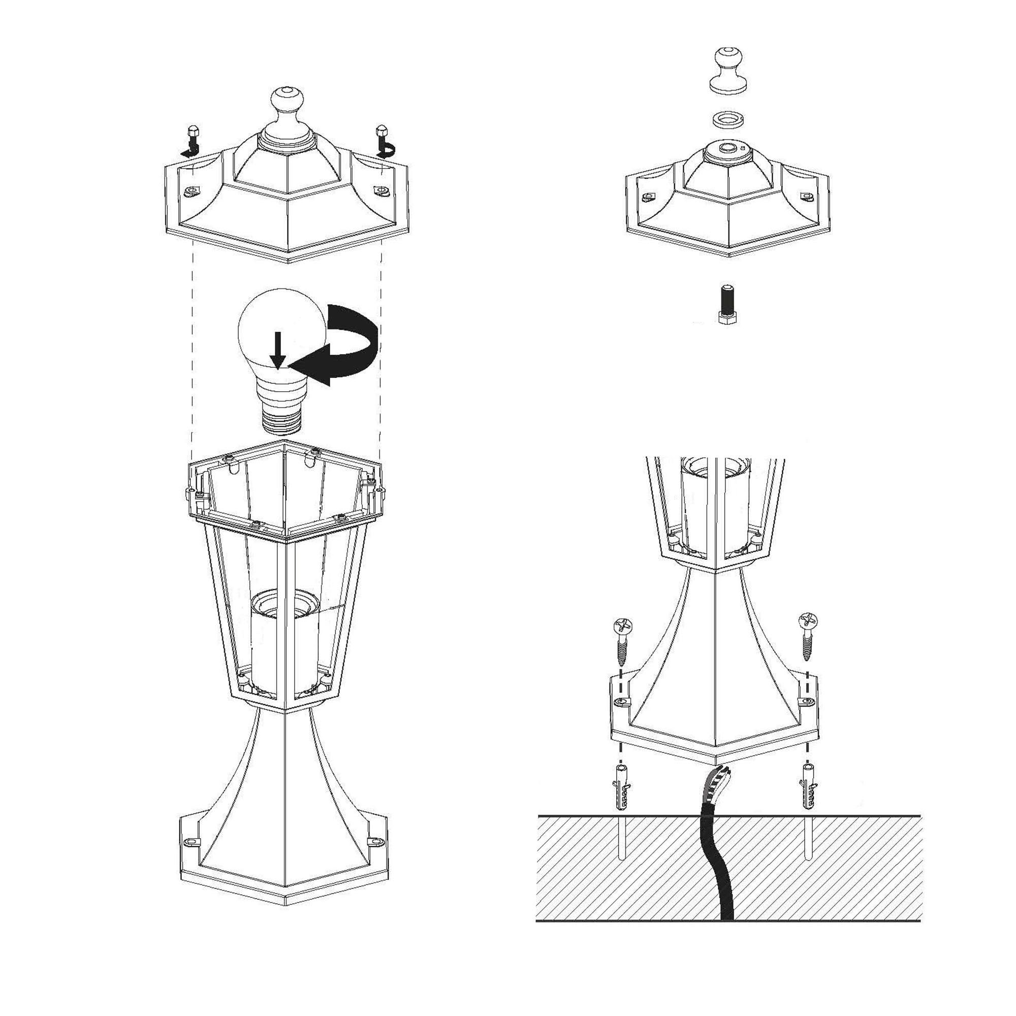 Lampe de table extérieure métal noir LATERNA 4 E27 1X60W