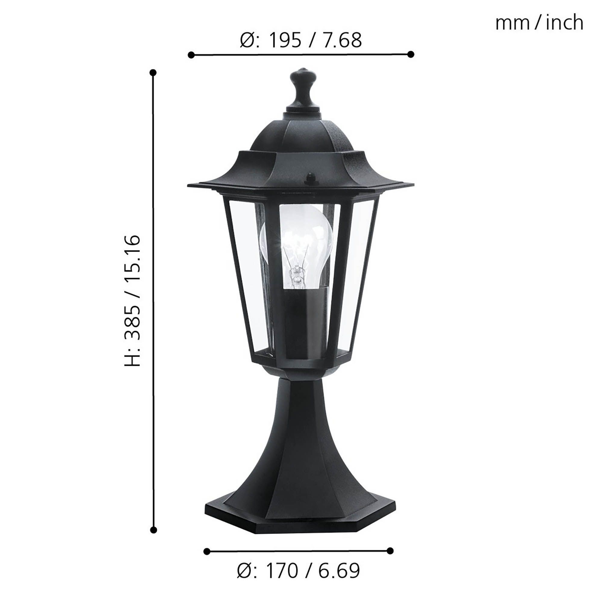 Lampe de table extérieure métal noir LATERNA 4 E27 1X60W